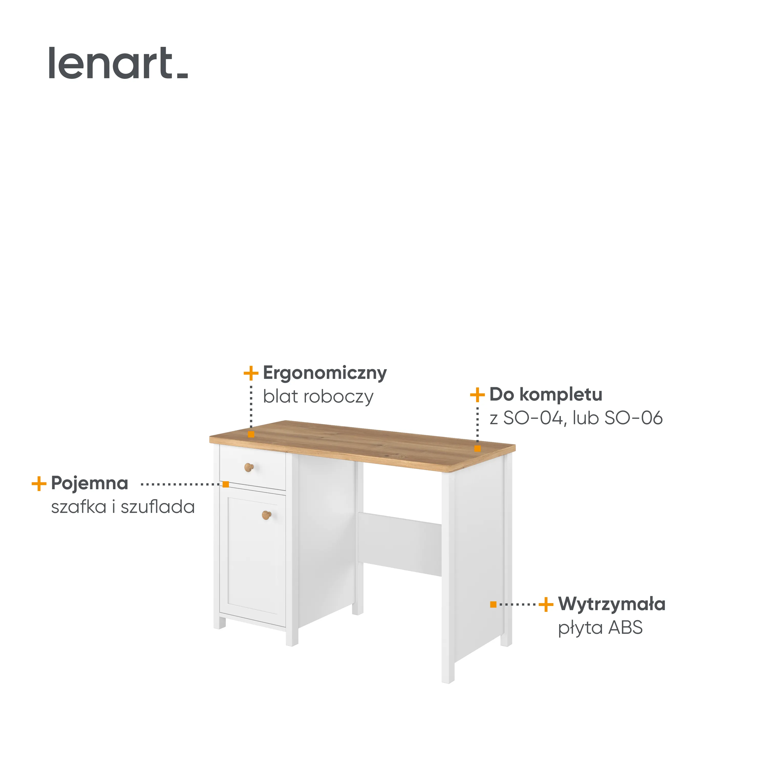 Biurko Story SO-03 białe - SO3BDN