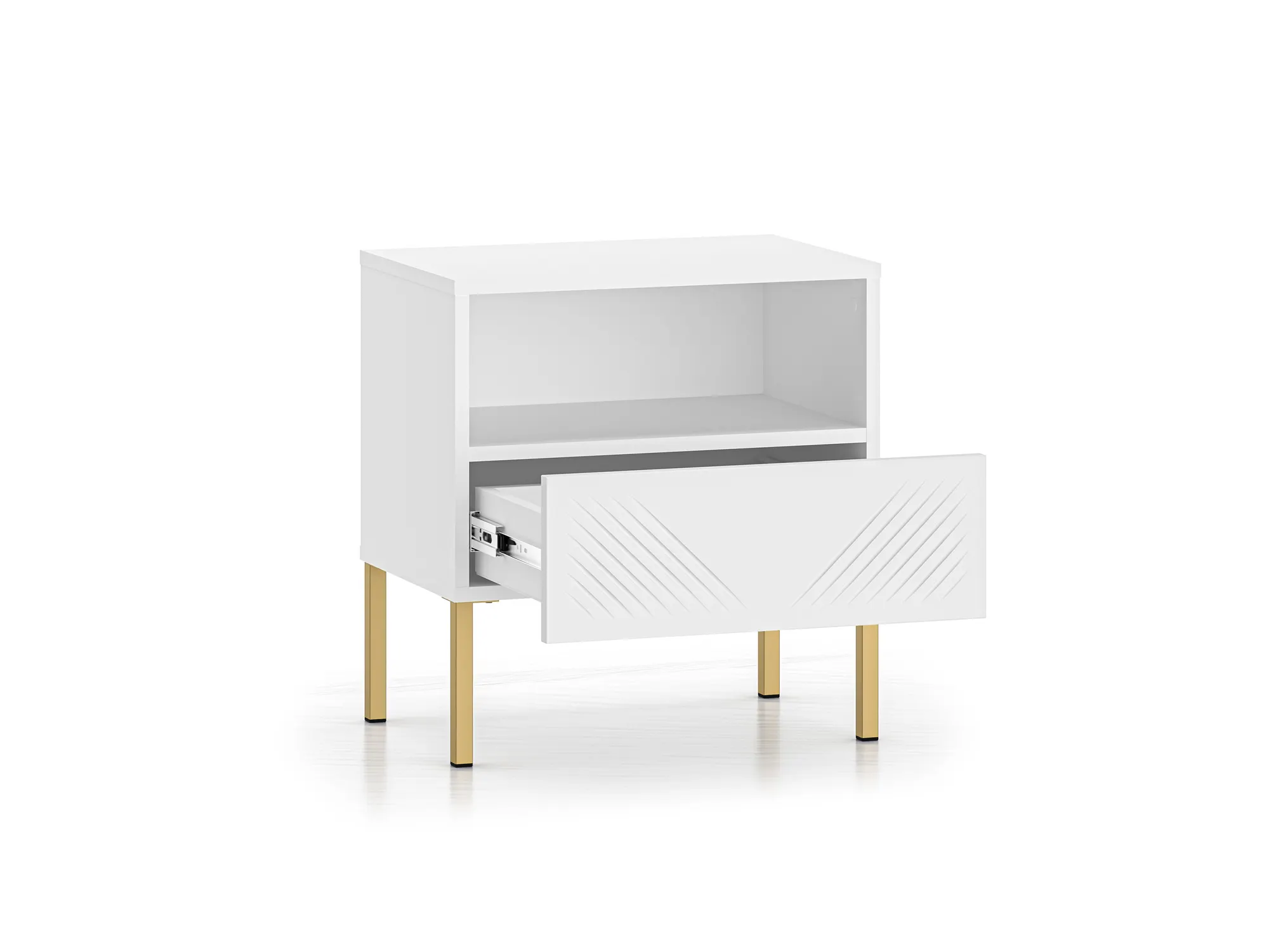 Szafka nocna z szufladą CLEARING 05 biały alpejski, noga-złoty - 1CLEA05-001-04