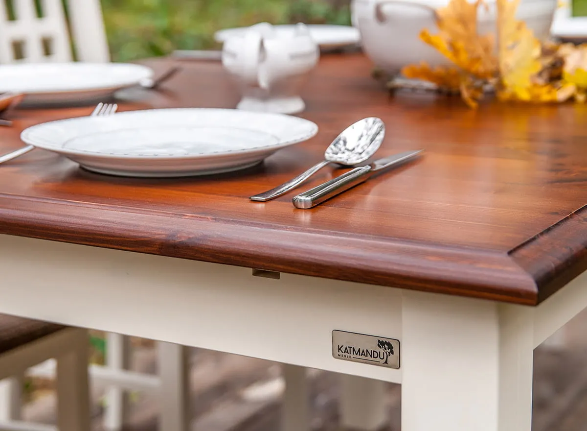 Stół sosnowy rozkładany BELLUNO ELEGANTE 93x(150-197) biały-orzech - PL022B/O