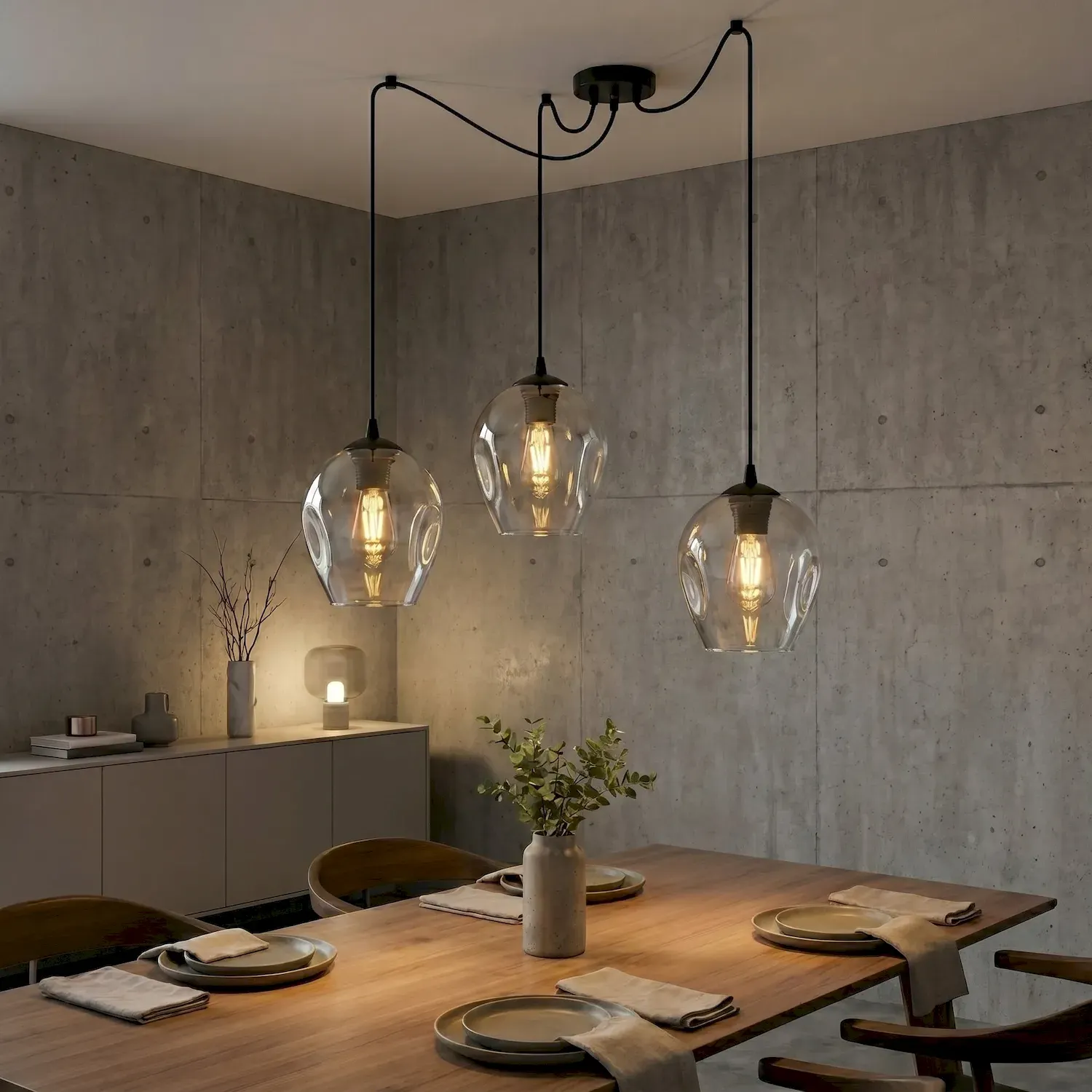 Lampa wisząca pająk LEVEL 3 czarny transparentny - 756/3