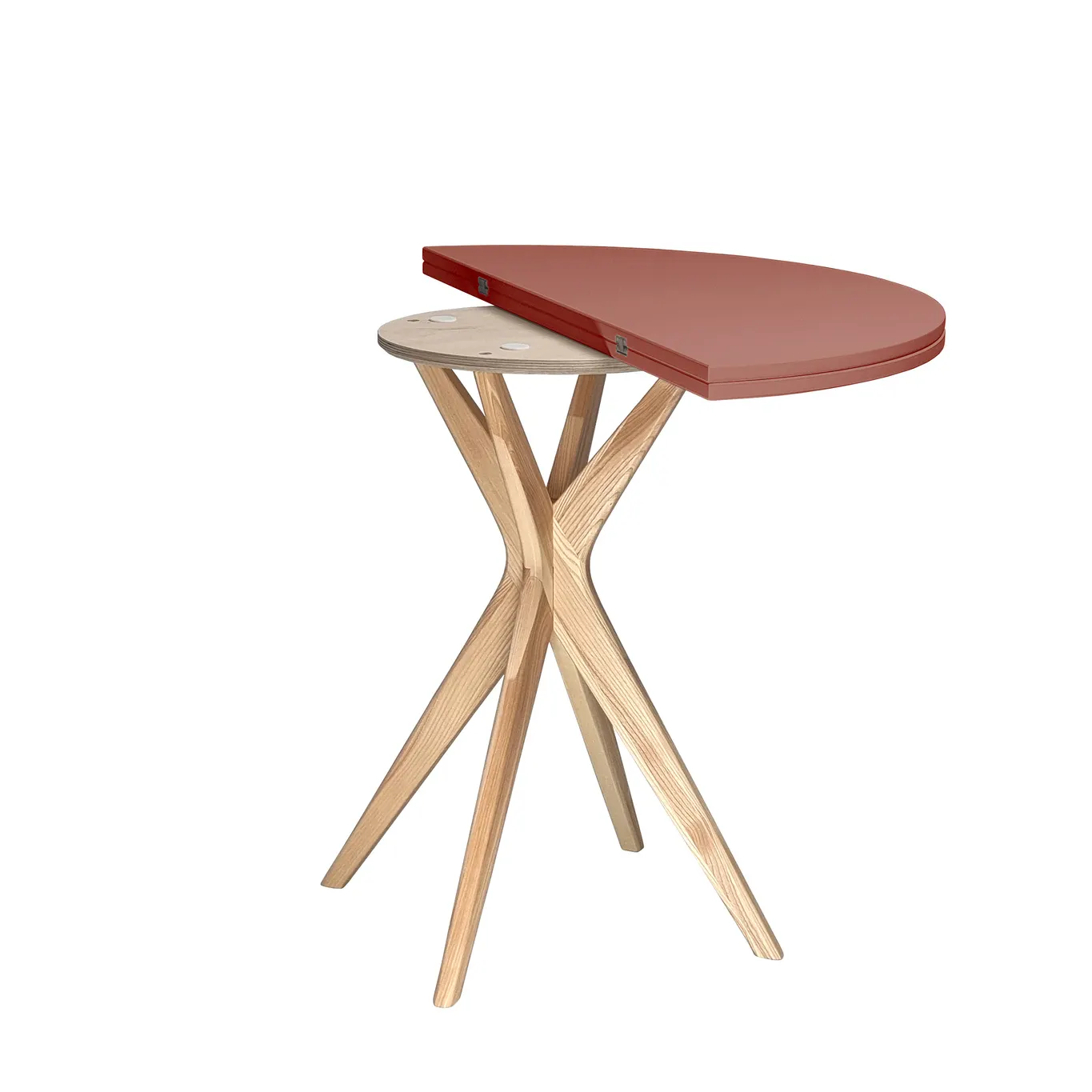 Półokrągły stół rozkładany JUBI śr. 100cm koralowy - NRGBTJ100_E16