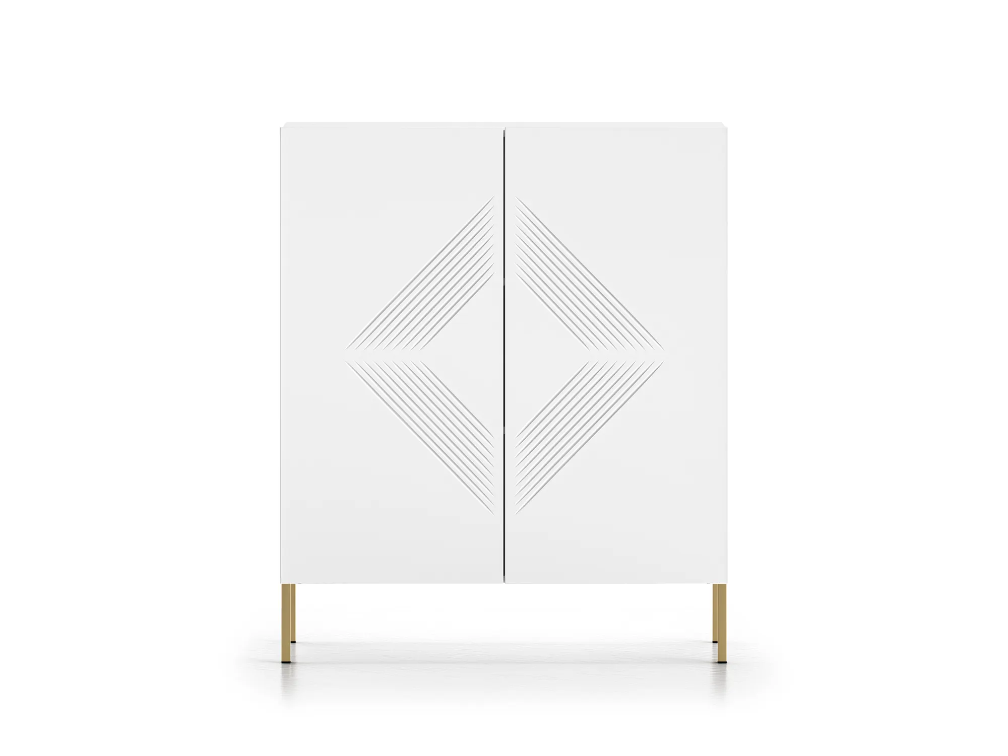 Komoda wysoka 2-drzwiowa CLEARING 01 biały alpejski, noga-złoty - 1CLEA01-001-04