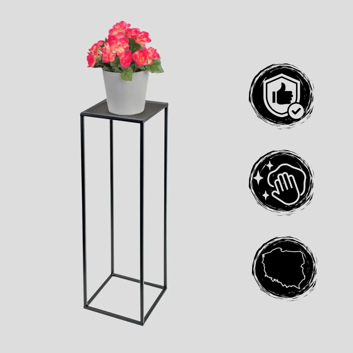 Kwietnik stojący metalowy EVRON L czarny - LD_TZ000089