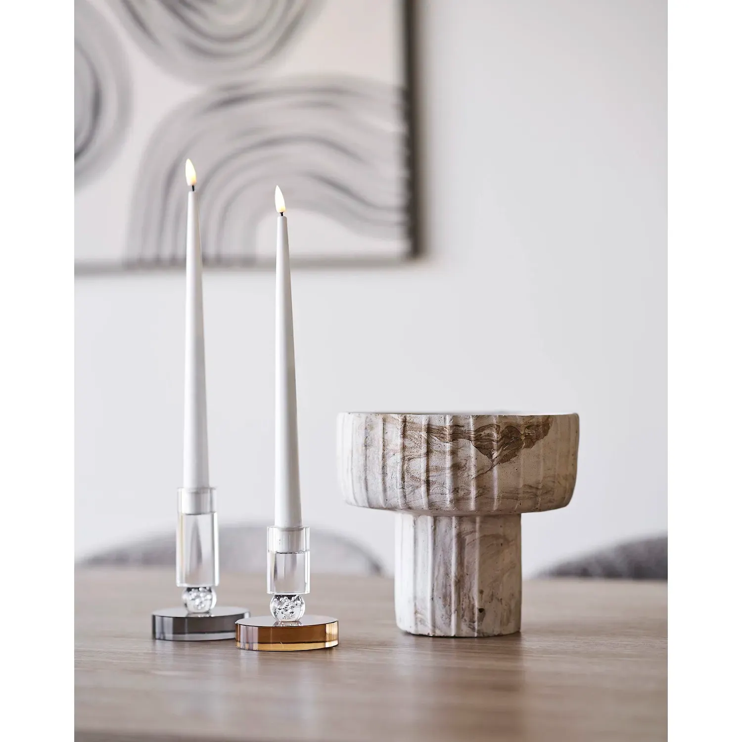 Świecznik szklany CANDLE 9x13cm szary biały — zdjęcie 3