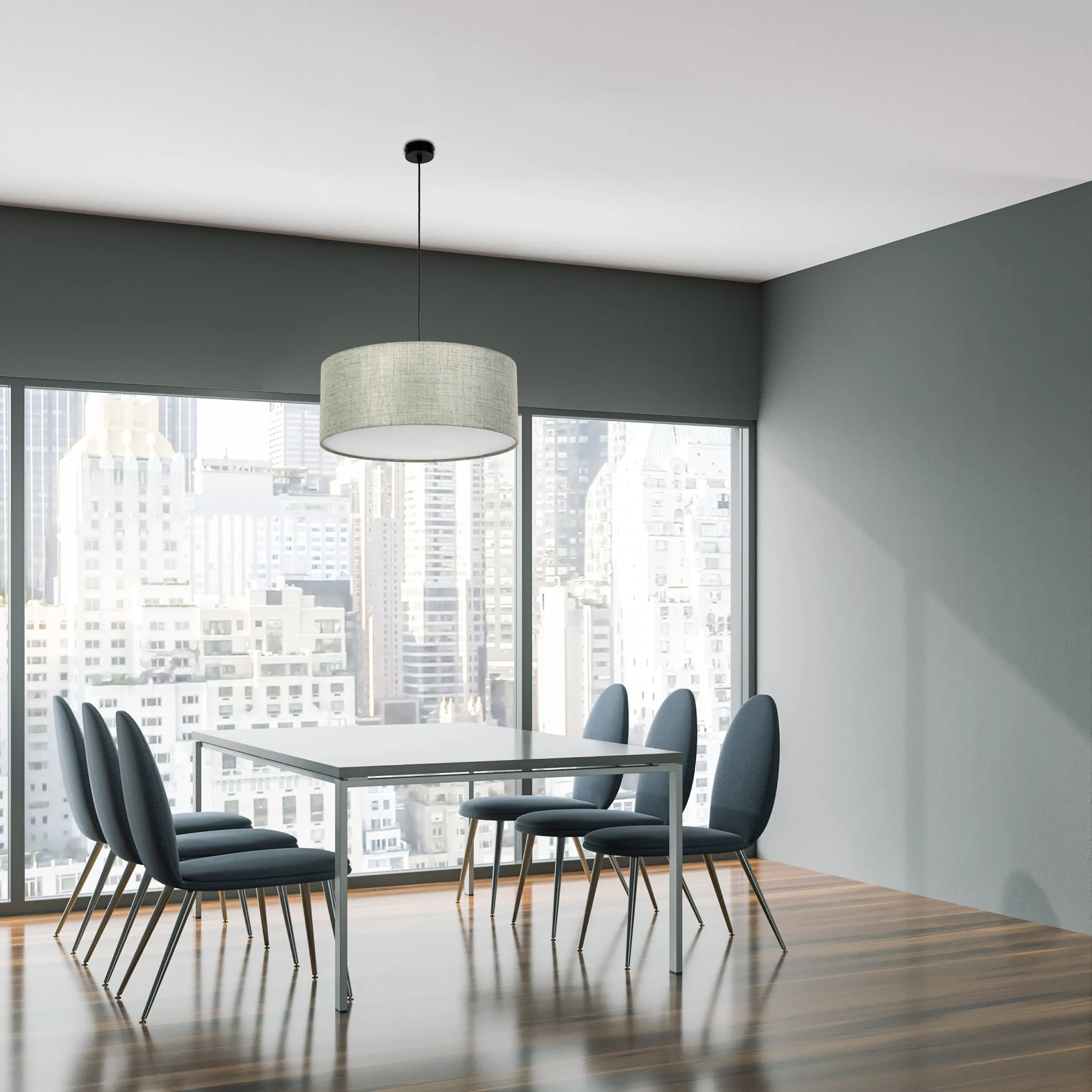 Lampa wisząca EARTH czarna z zielonym okrągłym kloszem z tkaniny biały spód 11x50cm - TK_4657