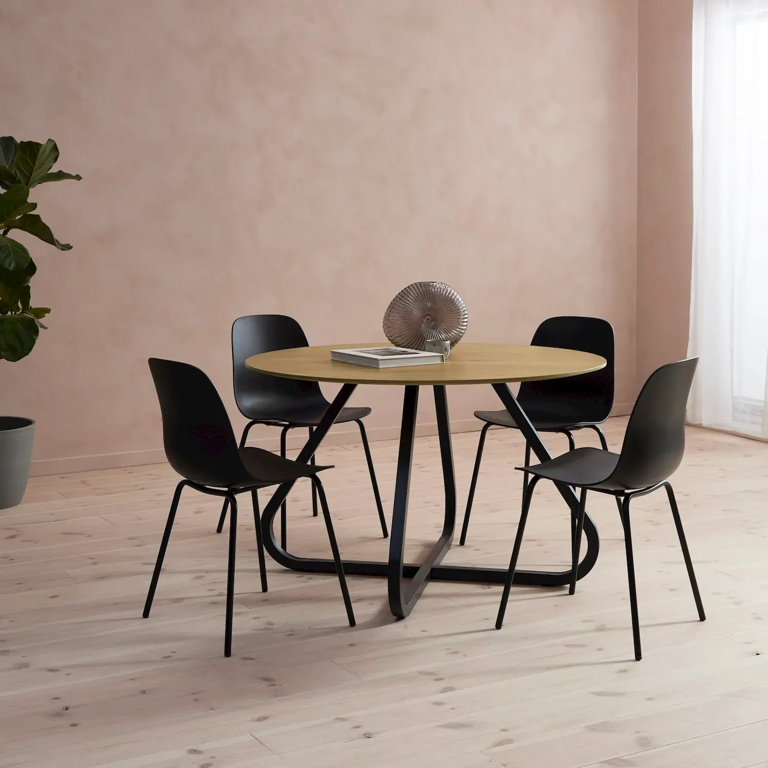 Stół CESURA okrągły Ø120 cm - naturalny, czarny - UN_43860000