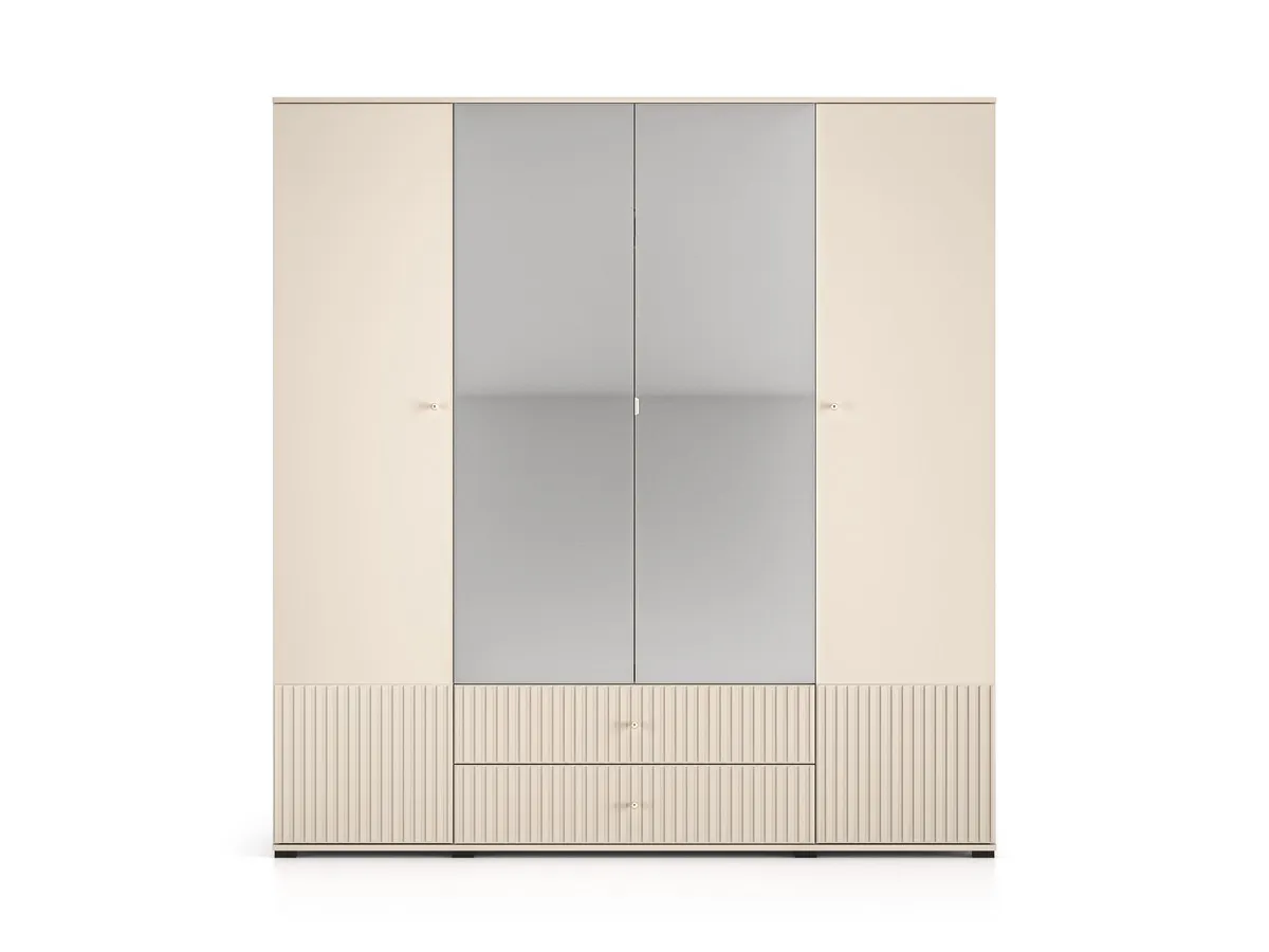 Szafa 4-drzwiowa z lustrem i szufladami SOPHIE 200x210 kaszmirowa - 1SOPH23-001