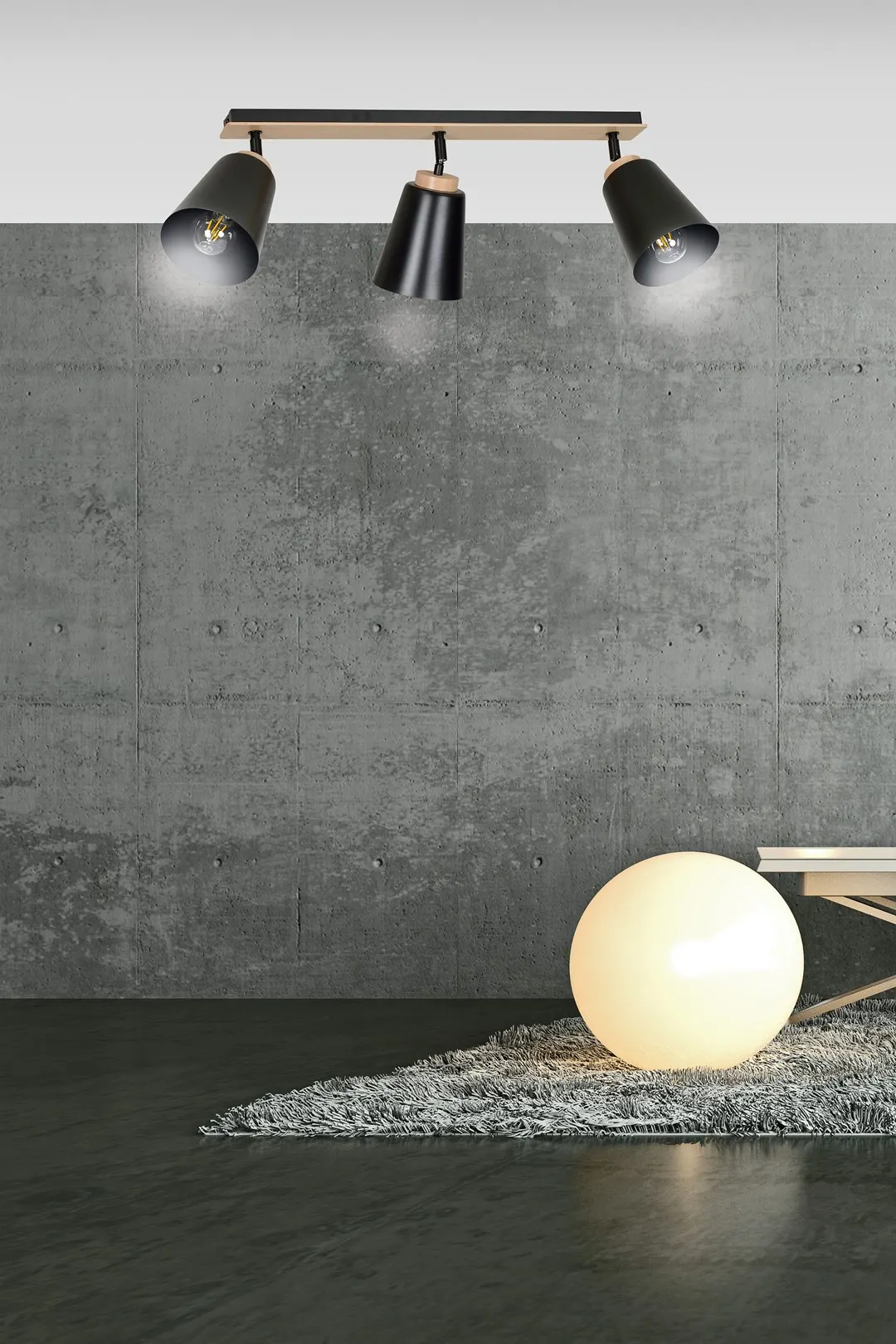 Lampa sufitowa ATLAS 3 czarny naturalny — zdjęcie 8