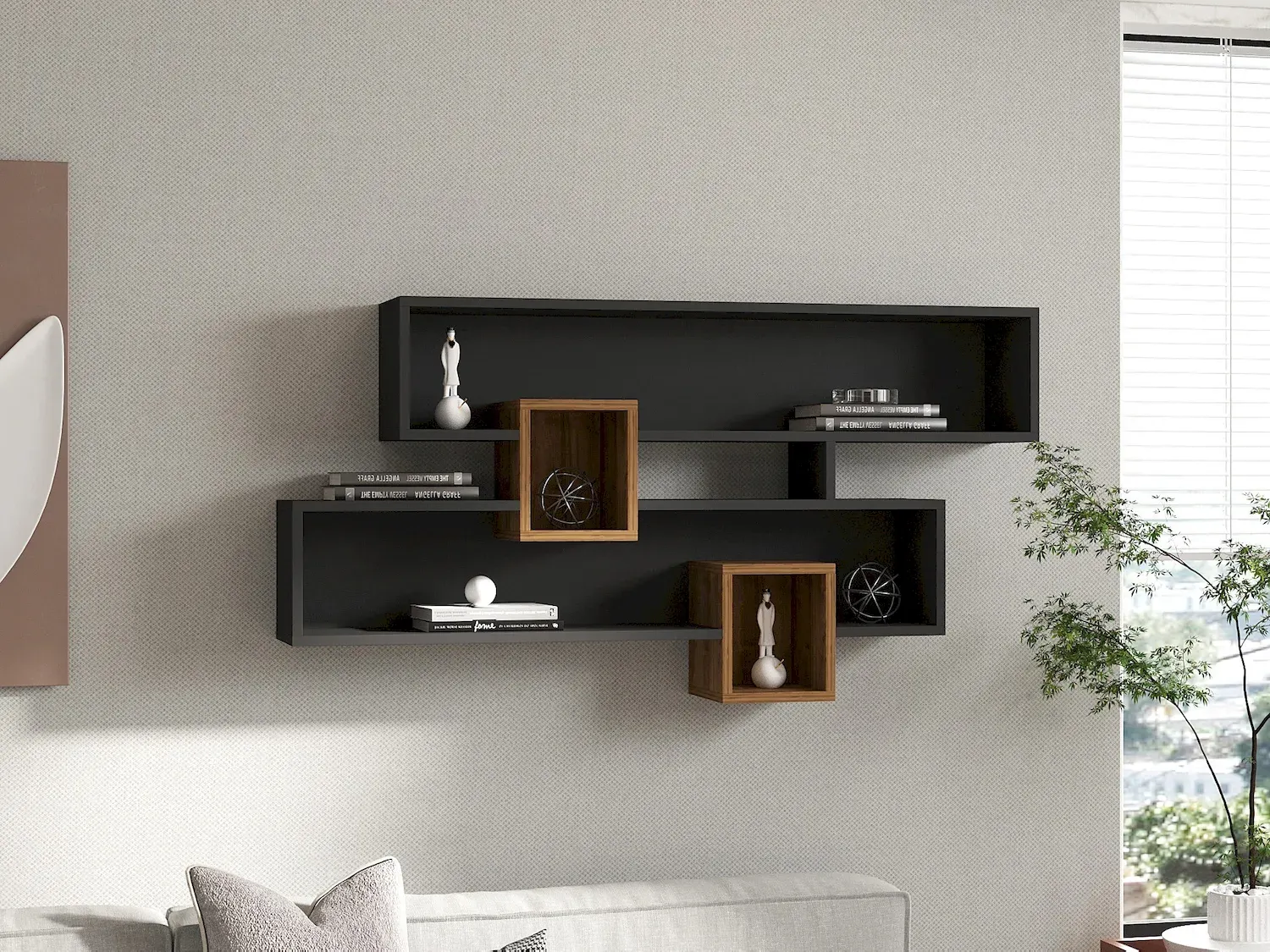 Półka ścienna KAREN 120 cm orzech antracyt - ASI_835PUQ1608