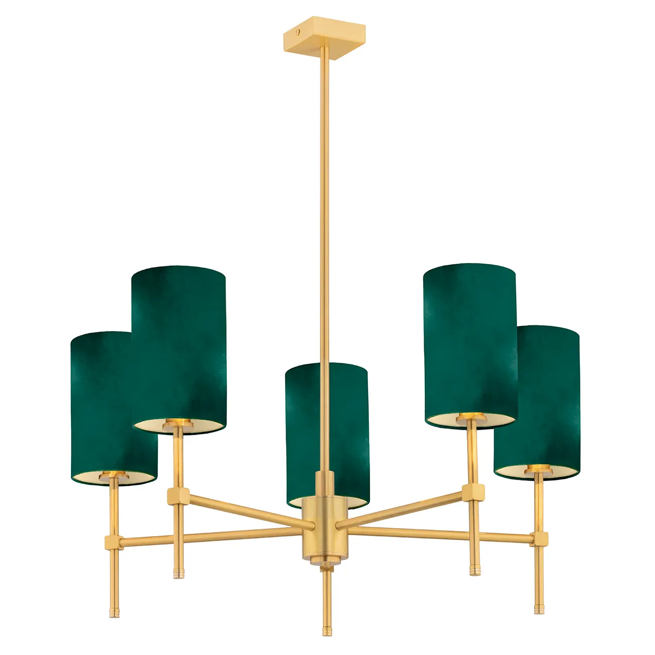 Żyrandol ABRUZZO metalowy mosiądz szczotkowany zielony 78x70cm