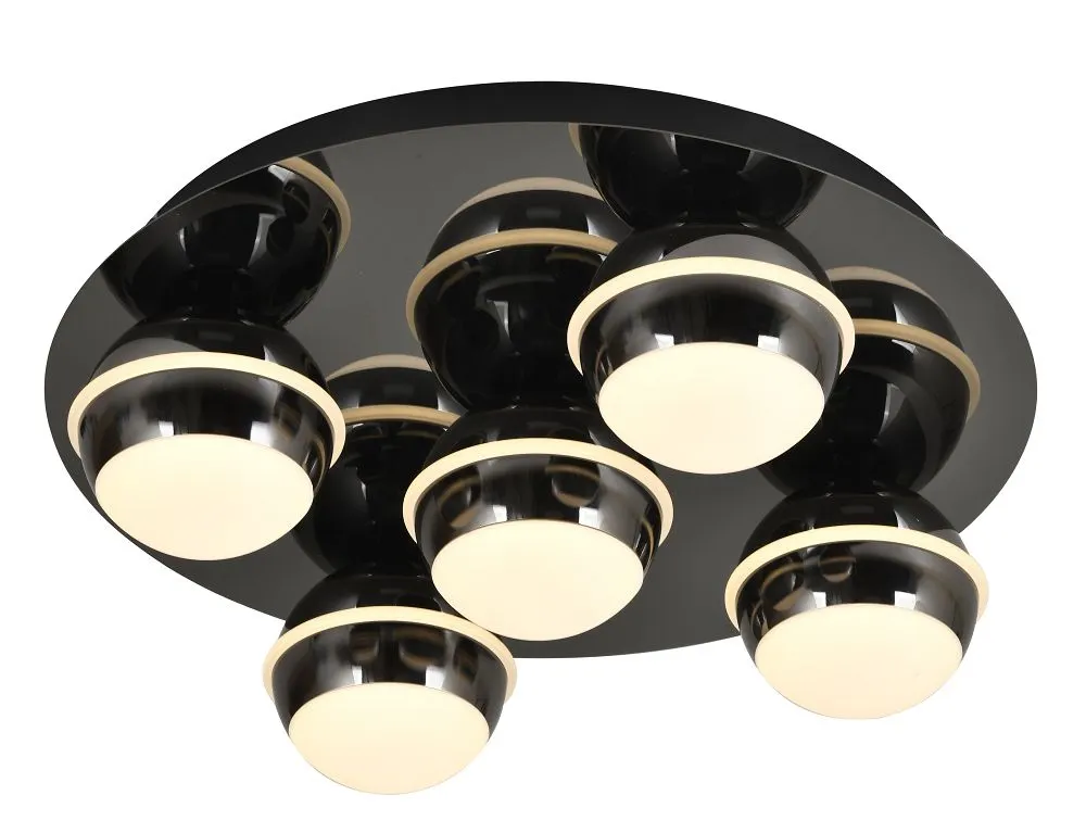 lampa sufitowa, oświetlenie, kule, czarna powierzchnia, okrągłe plafony