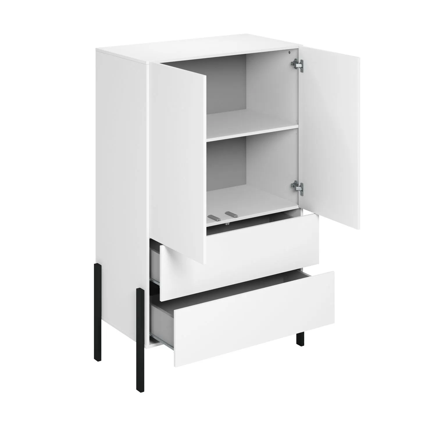 Bieliźniarka 2-drzwiowa z szufladami JUKON 90x150 biały mat - 2497ND38