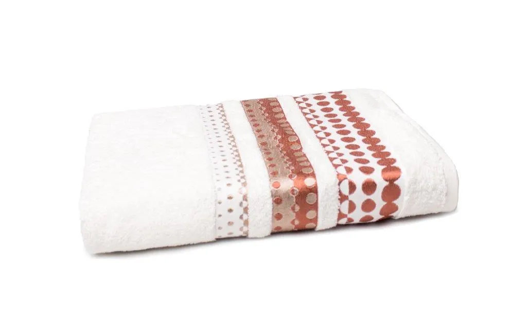 Ręcznik frotte SILVER 70X140 żakardowy z haftem kremowy Ręcznik kąpielowy, Ręcznik