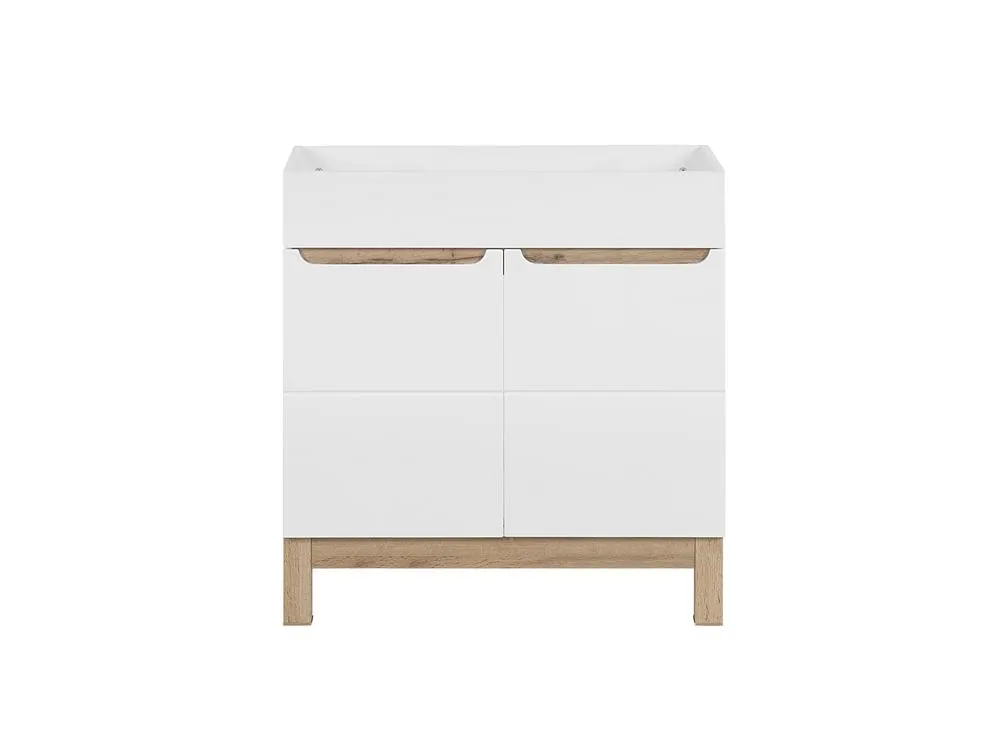 Szafka pod umywalkę 2-drzwiowa BALI biała, efekt drewna 84x80x46cm - BALI_WHITE_821_-80_CM_FSC
