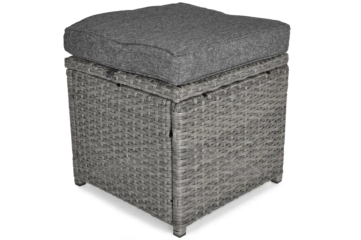 Zestaw ogrodowy z technorattanu SZTOKHOLM PLUS narożnik 180x235 cm + stół 74x144 cm + 2 pufy - grafitowy - FE5906480910592