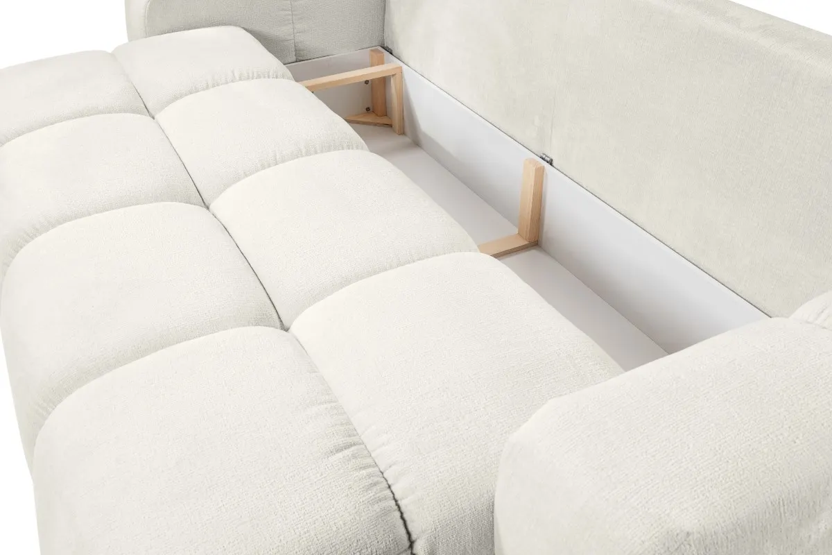 Sofa rozkładana z pojemnikiem SOHO 259 cm pikowana beżowa — zdjęcie 8
