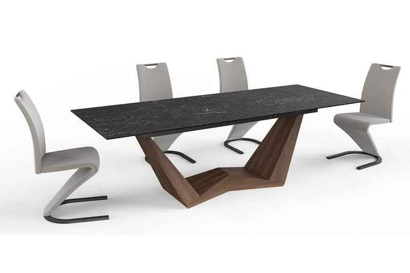 Stół rozkładany BONUCCI CERAMIC 98x200(250) Nero Greco czarny stelaż orzech - BONUCCICO200