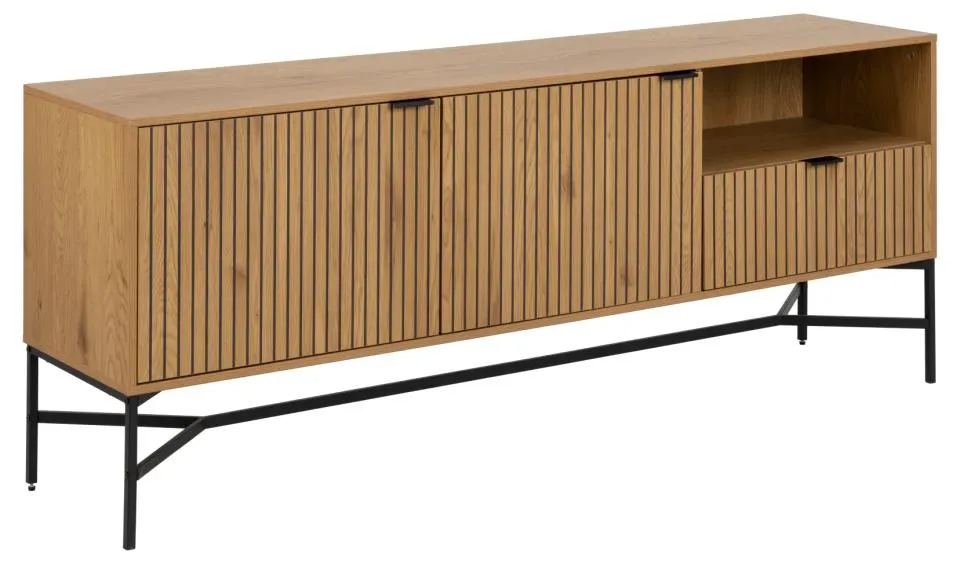 Szafka RTV 2-drzwiowa z 1 szufladą SEUL 180x40x70 Naturalny- lamele Szafka RTV 2-drzwiowa z 1 szufladą SEUL 180x40x70 Naturalny- lamele