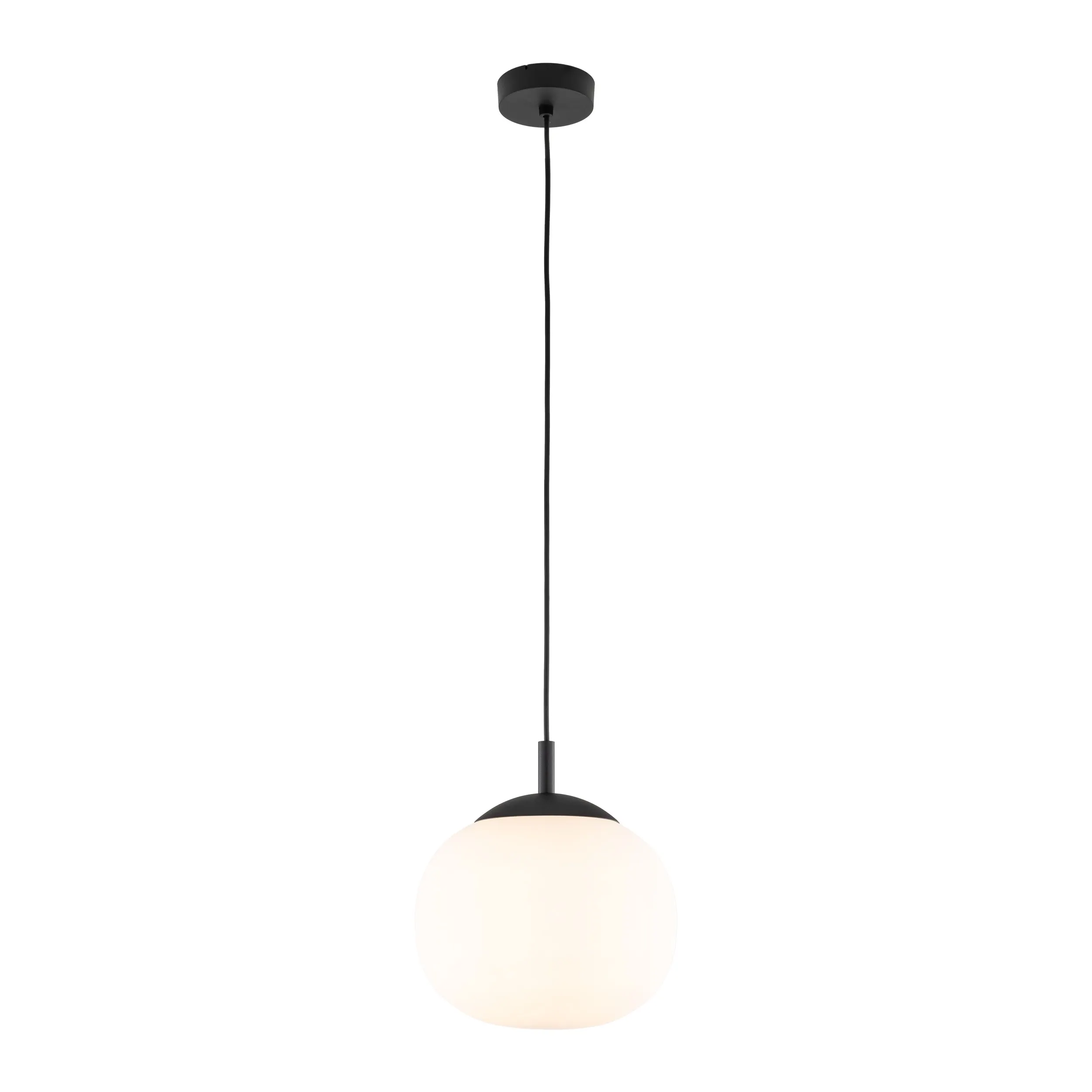 Lampa wisząca VIBE czarna z białym okrągłym szklanym kloszem 165x25cm - TK_4759
