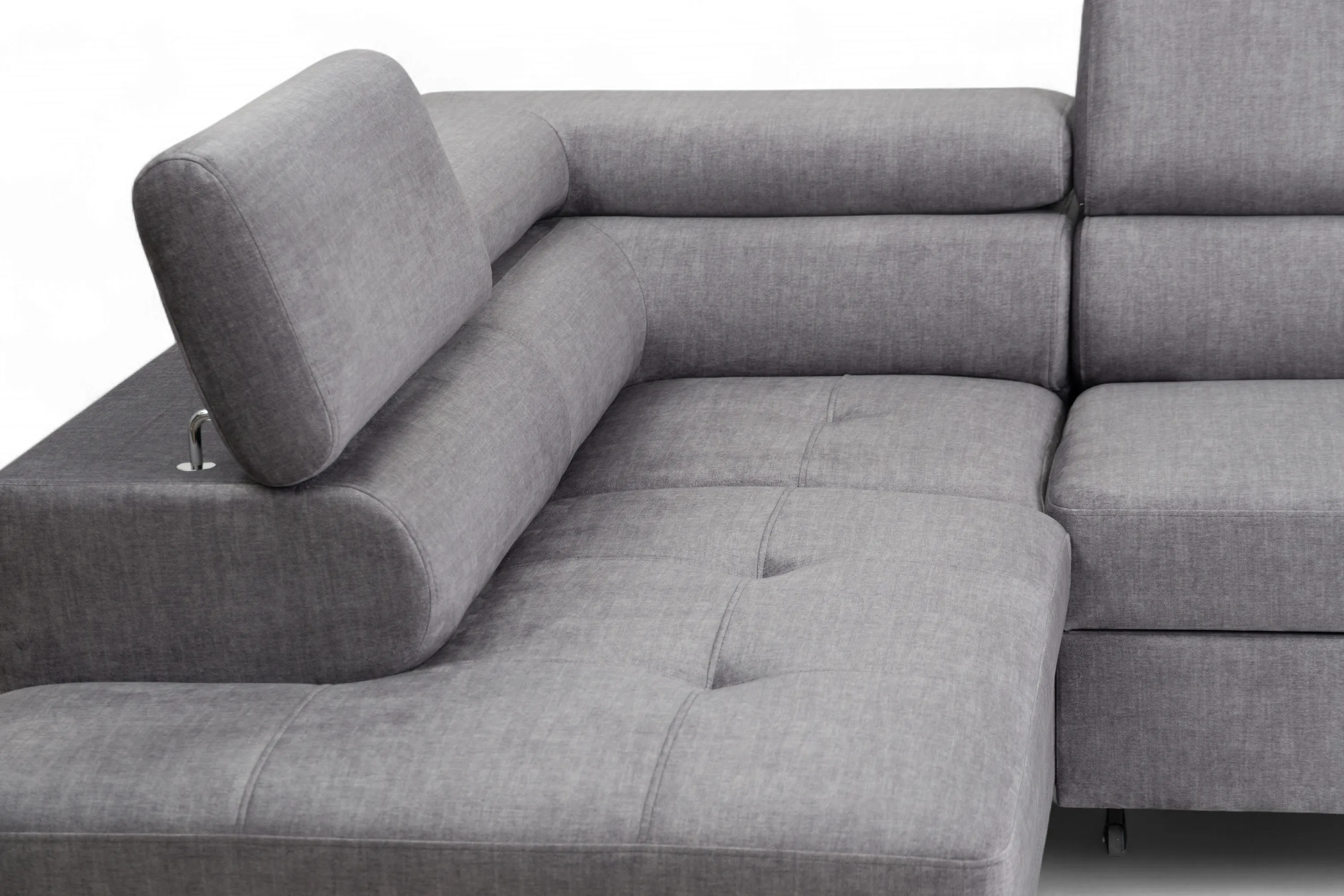 Narożnik lewostronny ANNABELLE L regulowane zagłówki nogi czarne tkanina Vogue 14 szary - B_165778