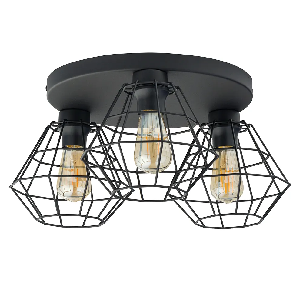 Lampa sufitowa DIAMOND czarna metalowa na okrągłej podstawie 50x22cm