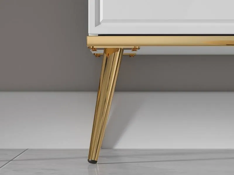 Witryna 2-drzwiowa GOLDIN 03 biały połysk na złotych nogach z oświetleniem - 1GOLD03-001