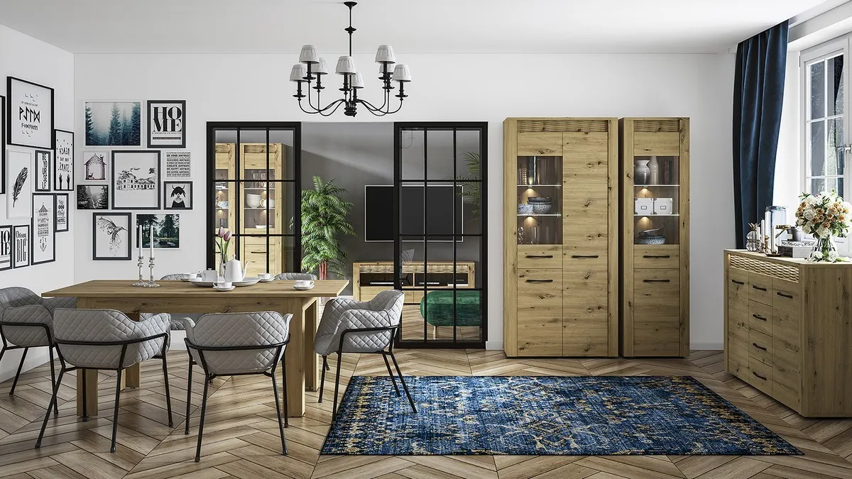 Komoda 2-drzwiowa z 4 szufladami ARTIS 07 z oświetleniem, dąb artisan - 1ARTI07-001