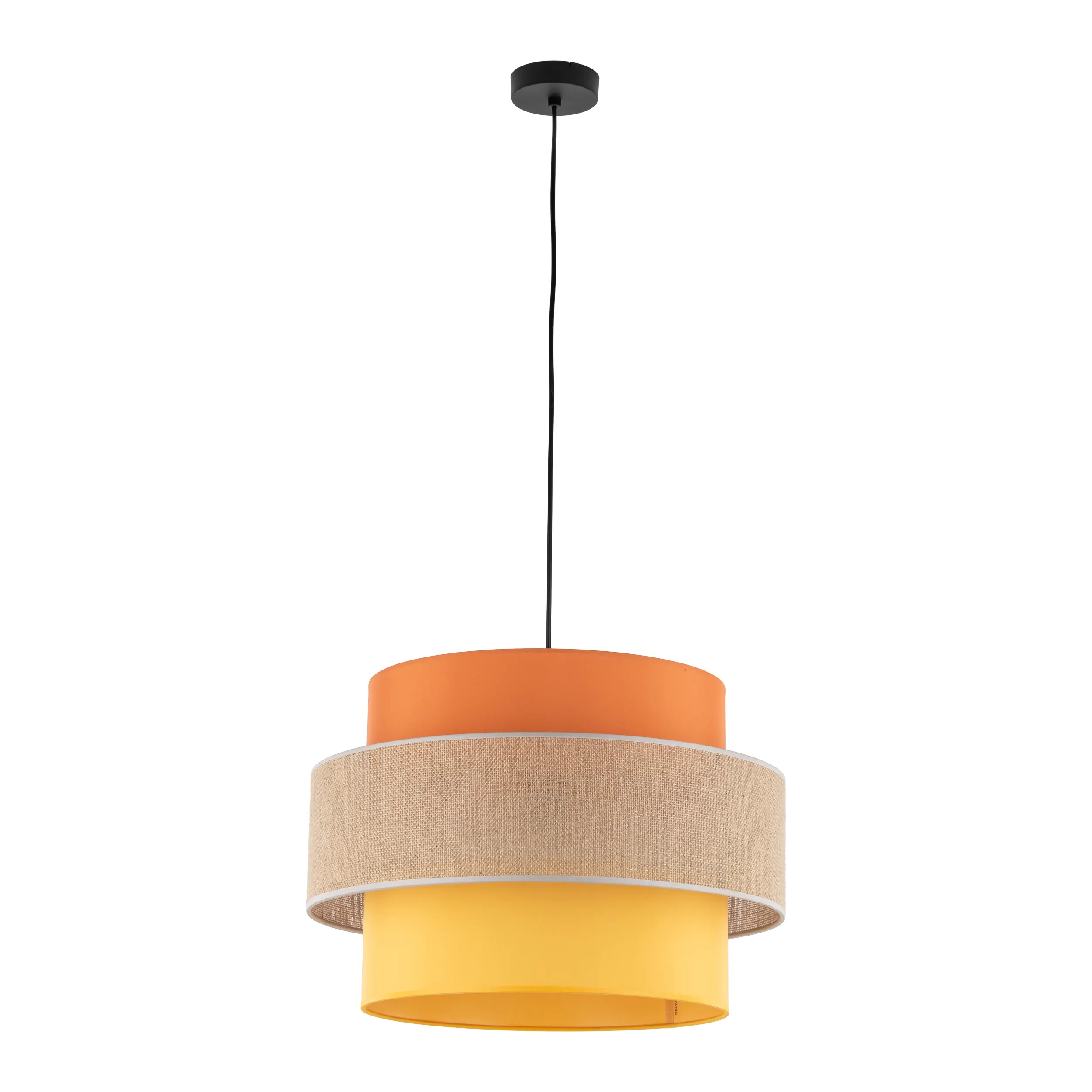 Lampa wisząca TRIO JUTA MIX wielokolorowa brązowa pomarańczowa żółta na czarnej podstawie i przewodzie 160x50cm