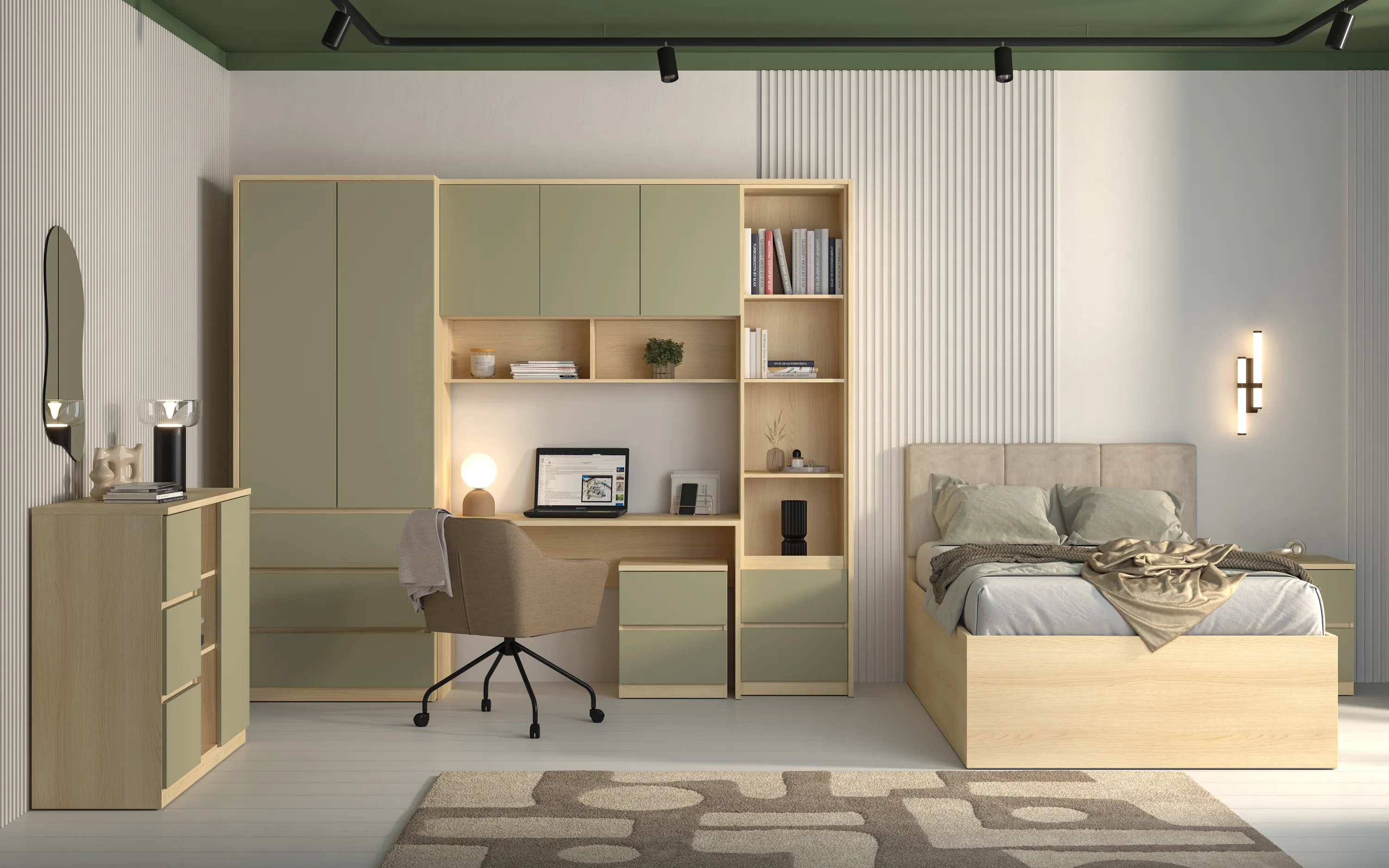 Szafka wisząca 3-drzwiowa P/L 126 cm TERRA 11 dąb Lindberg eukaliptus — zdjęcie 8