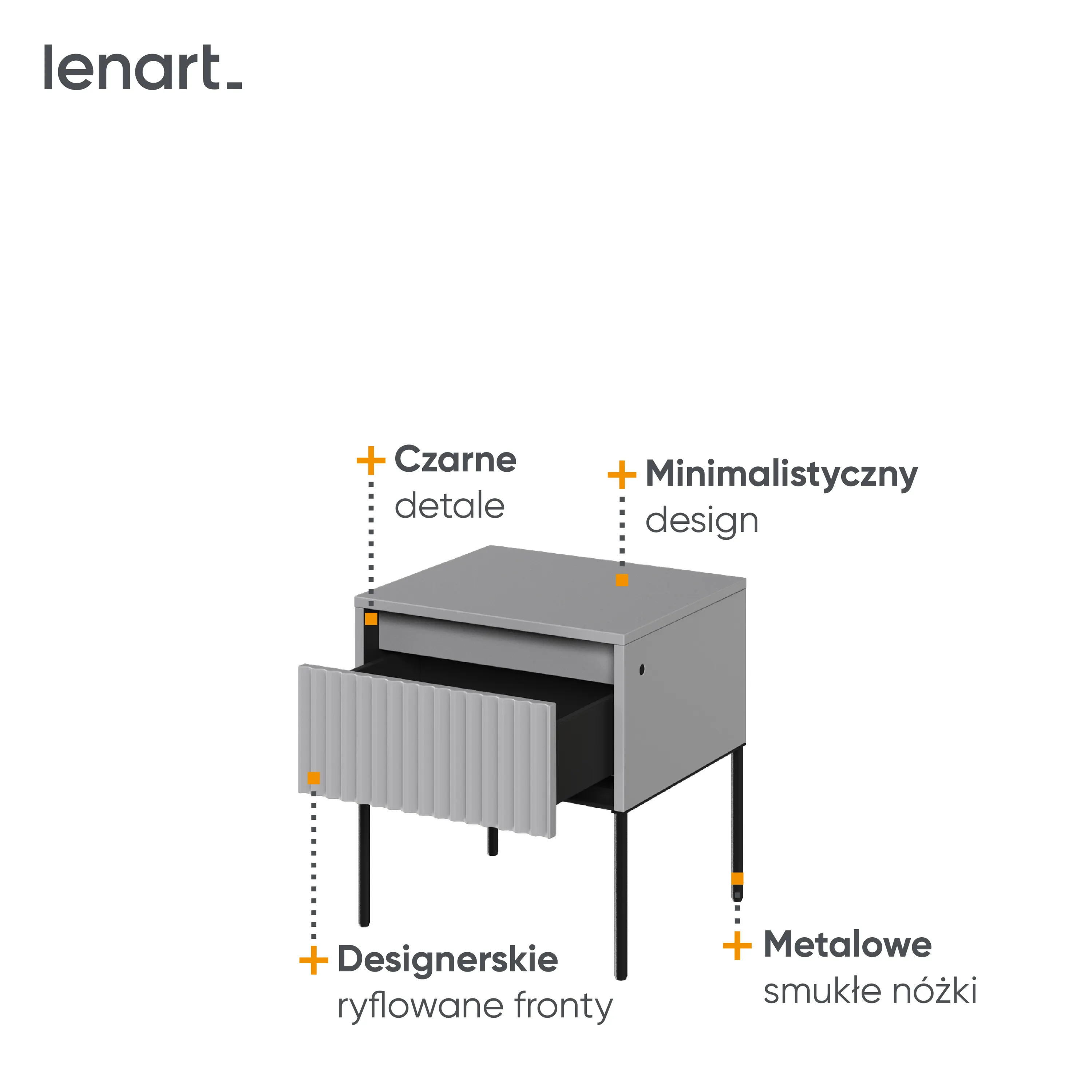 Szafka nocna z oświetleniem TREND TR-10 1S szary/czarny - TR10SC-V2