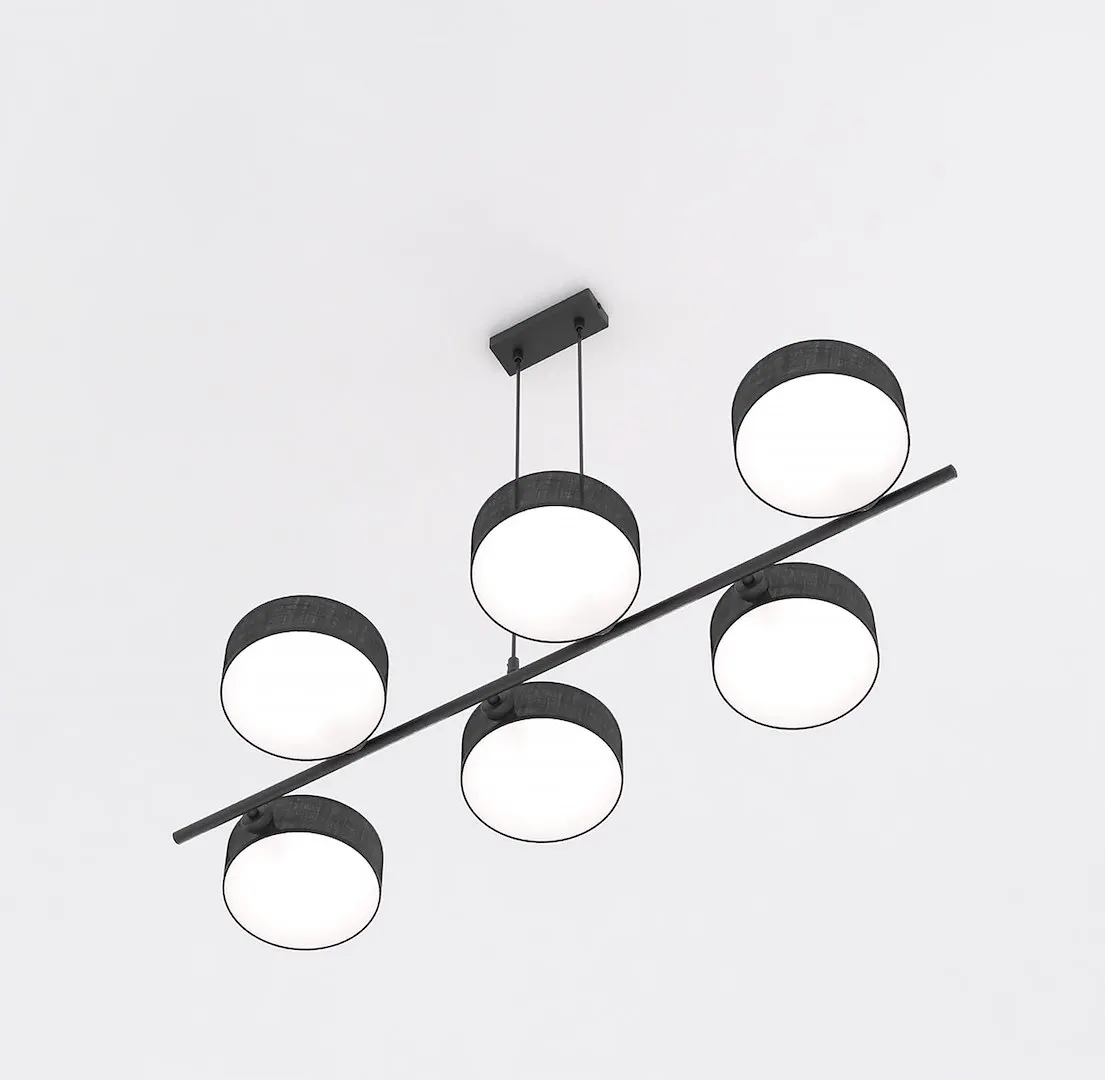 Lampa wisząca DRUMZ 6 abażur czarny - 1562/6