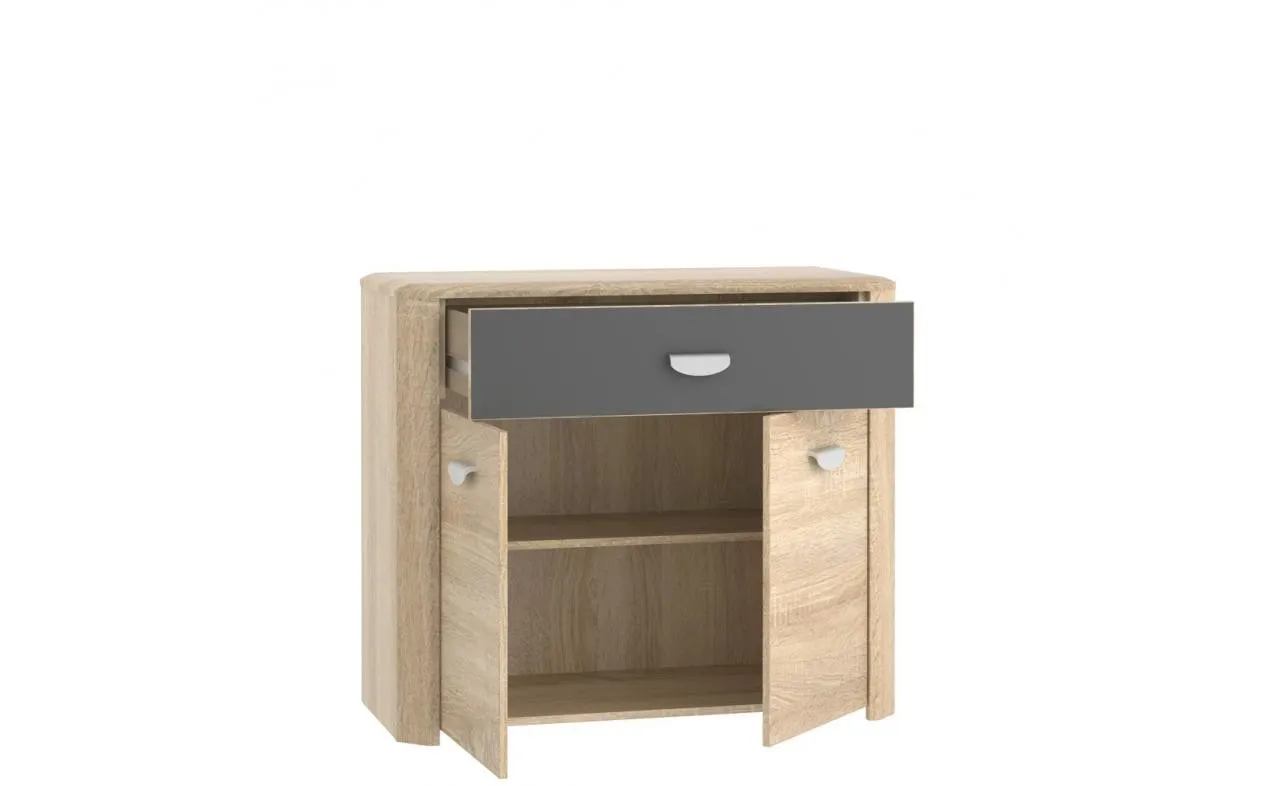 Komoda 2-drzwiowa z szufladą YOOP 94 cm dąb sonoma szara - YPK23-Q41