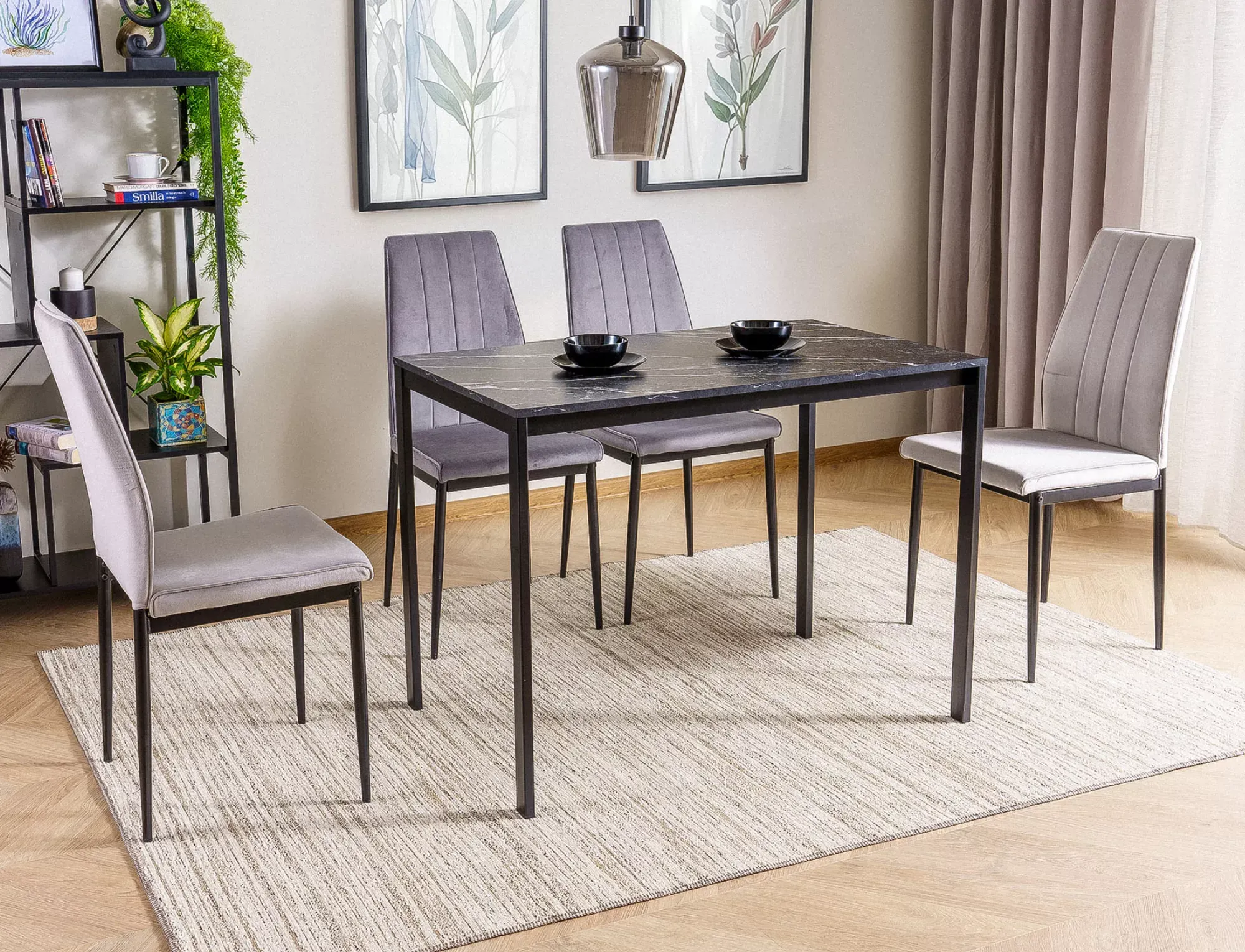 Stół jadalniany MARIO 100x60 efekt marmuru czarny - MARIOCMAC100