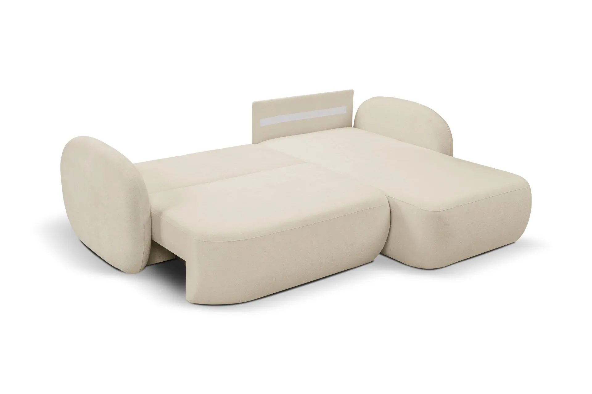 Narożnik rozkładany z pojemnikiem OLIO SICURIO 248 cm prawostronny beżowy - OLIO_NAR_SICURIO55_P