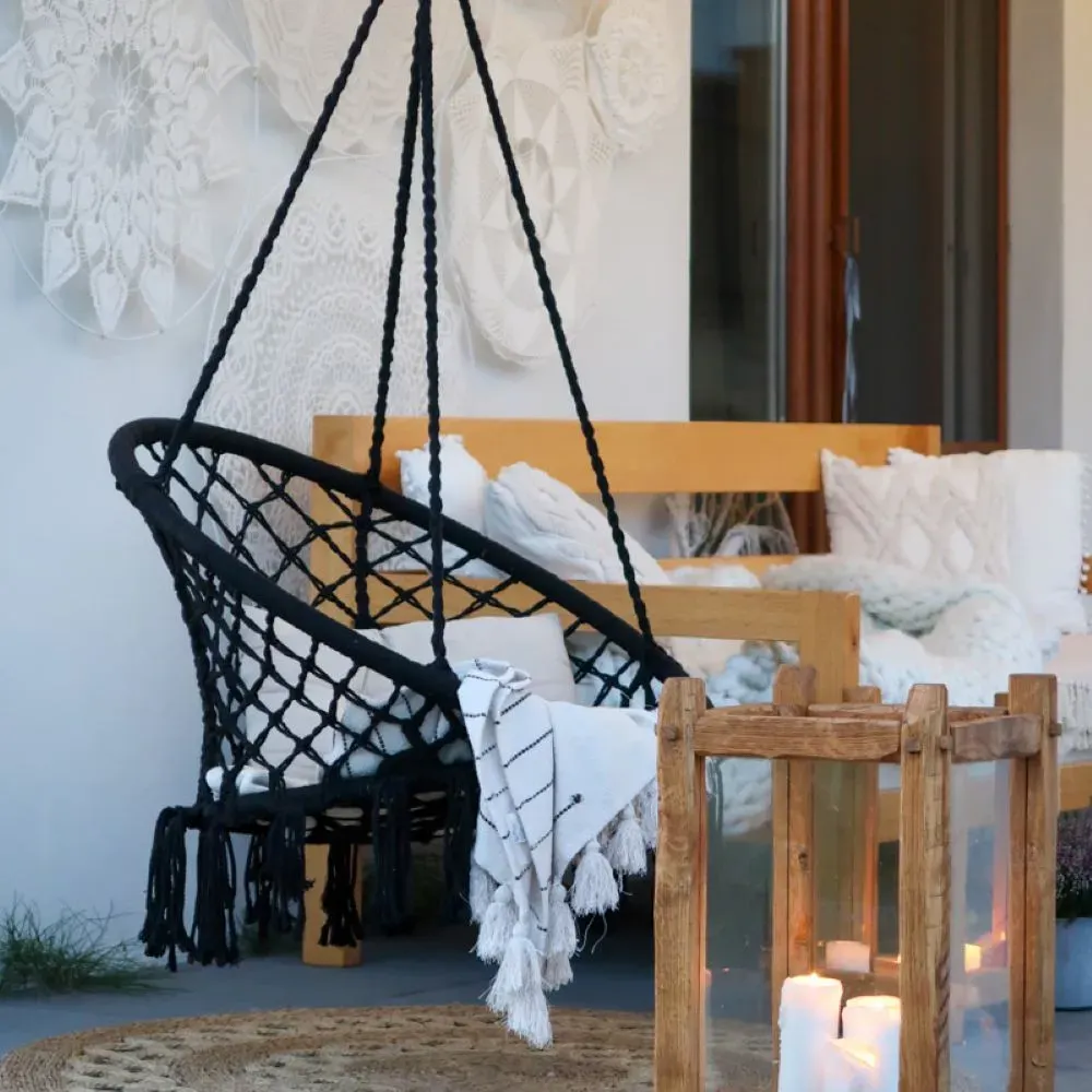 Fotel hamakowy BRASIL HOOP FI 60 cm czarny - MI_5902659146885