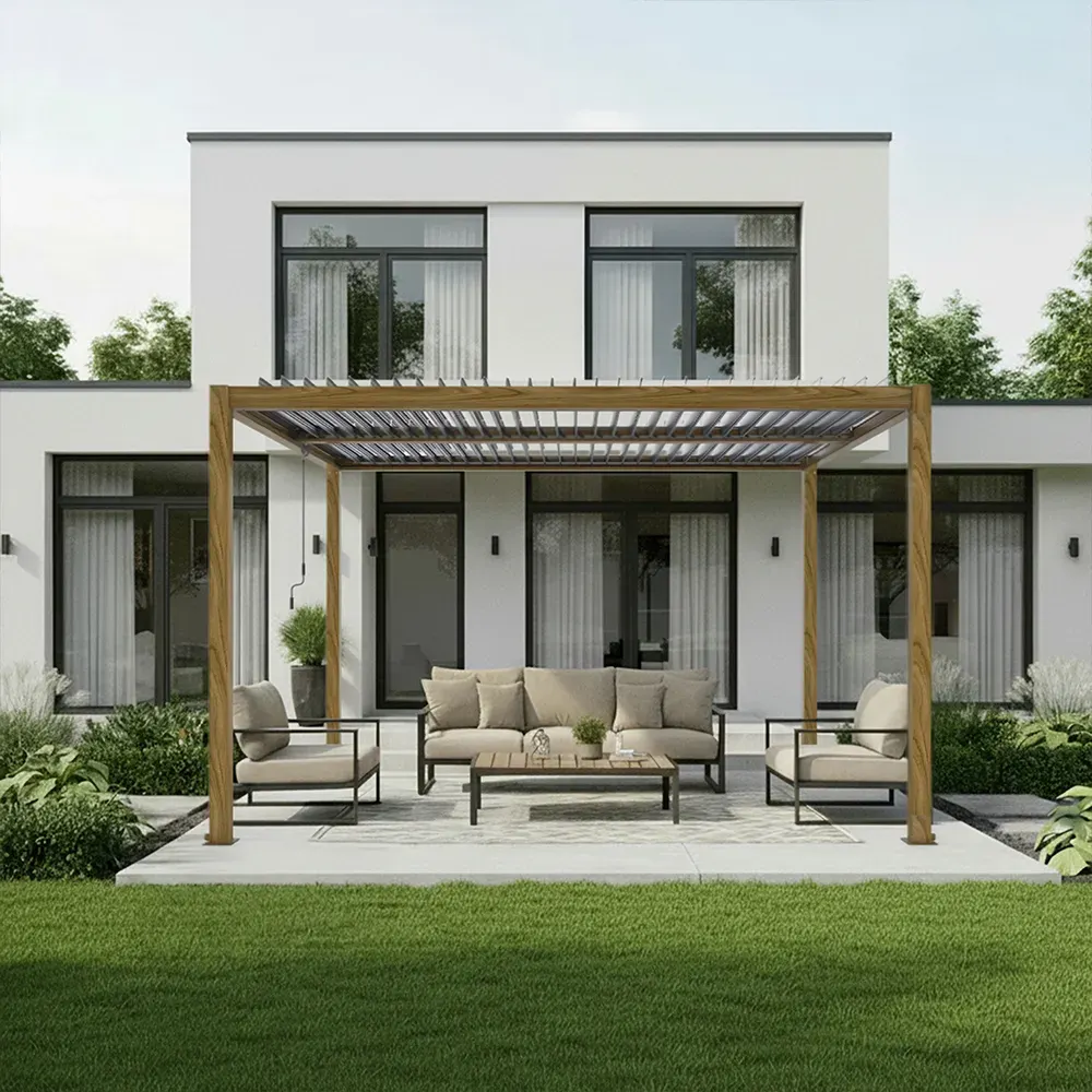 Pergola LUXE 3x4x2,5m z oświetleniem LED v2 efekt drewna Esti&Esta — zdjęcie 7