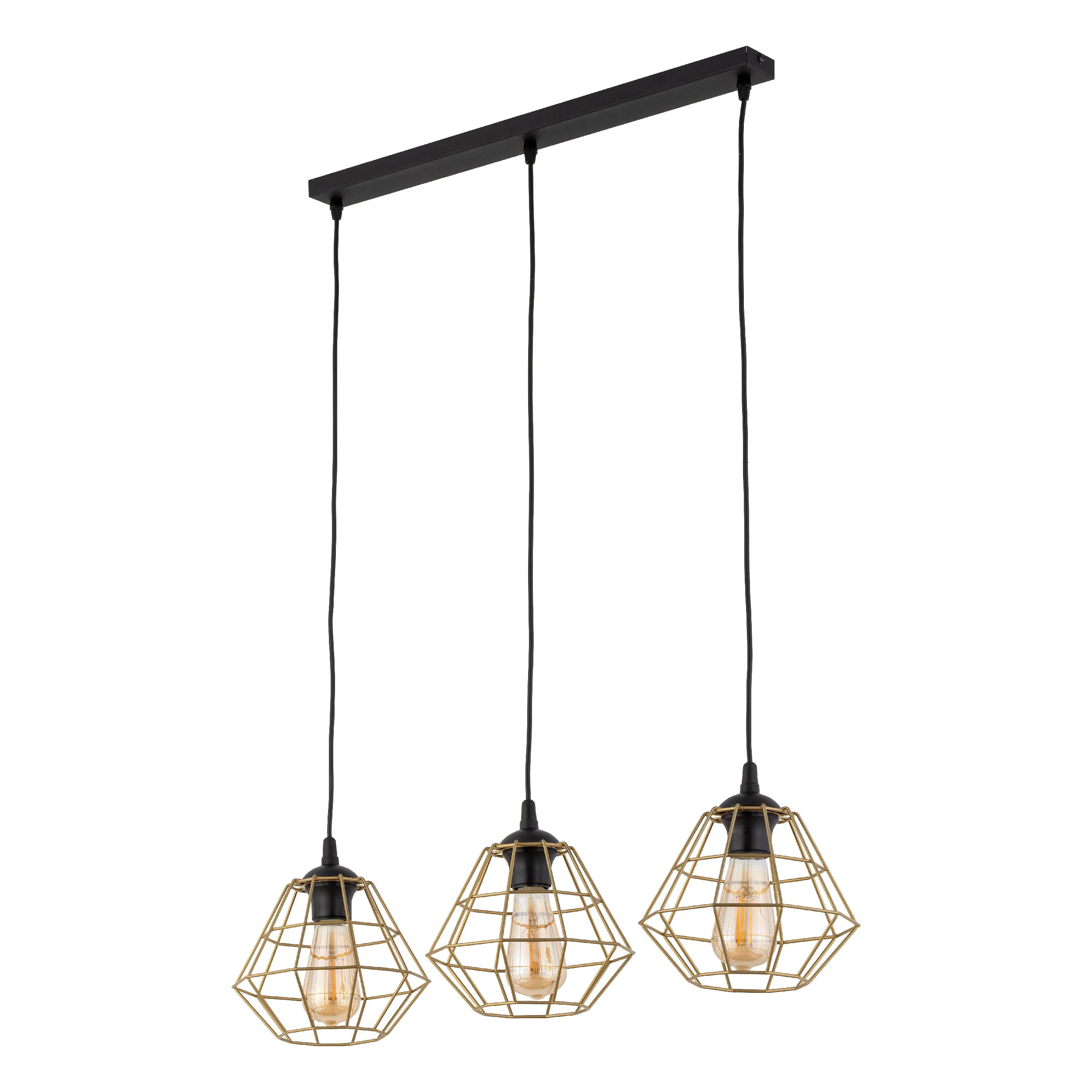 Lampa wisząca DIAMOND na czarnej listwie ze złotymi elementami 100x78x22cm - TK_4642