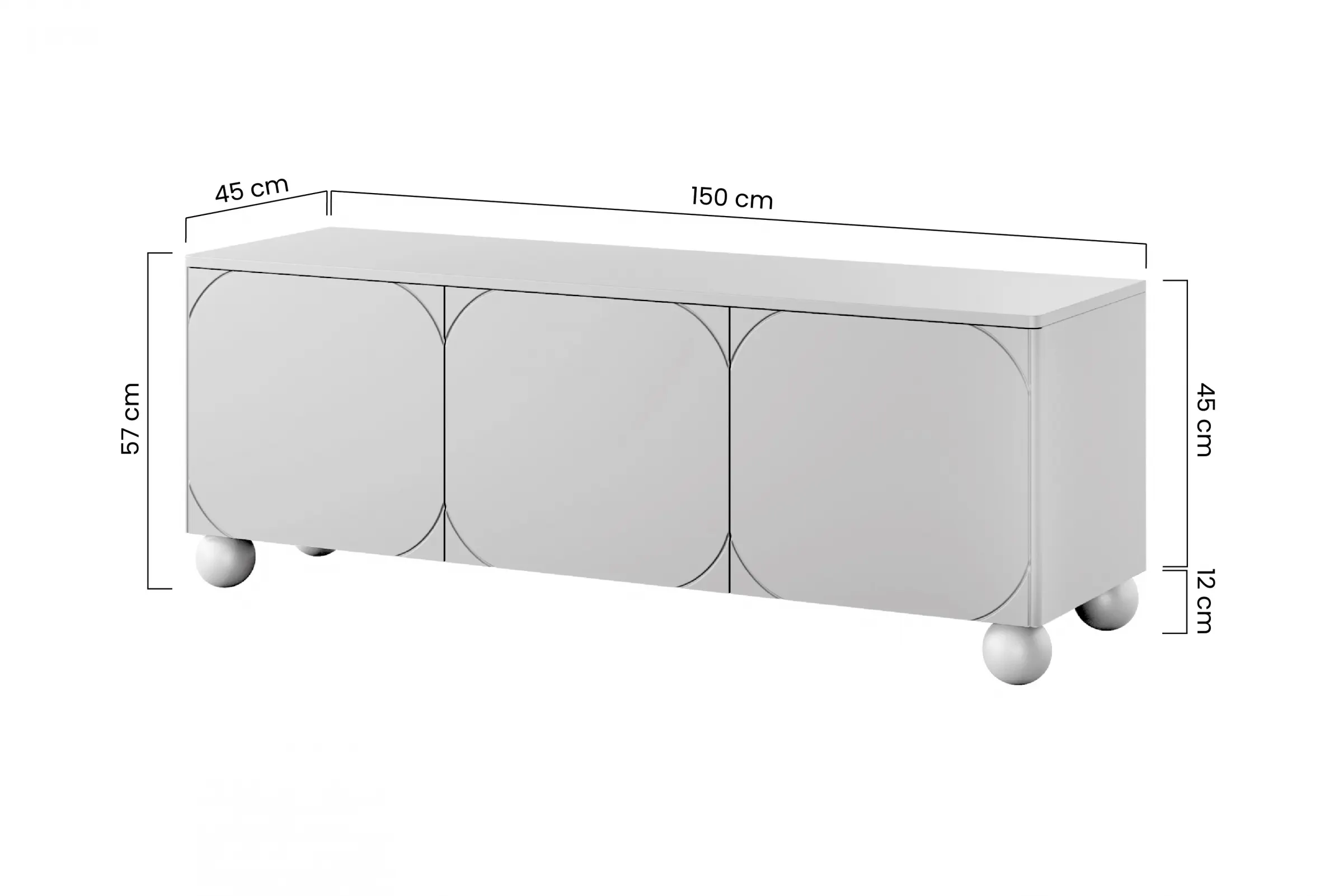 Szafka RTV 3-drzwiowa z 1 szufladą SONATIA 150cm cashmere nogi kule — zdjęcie 8
