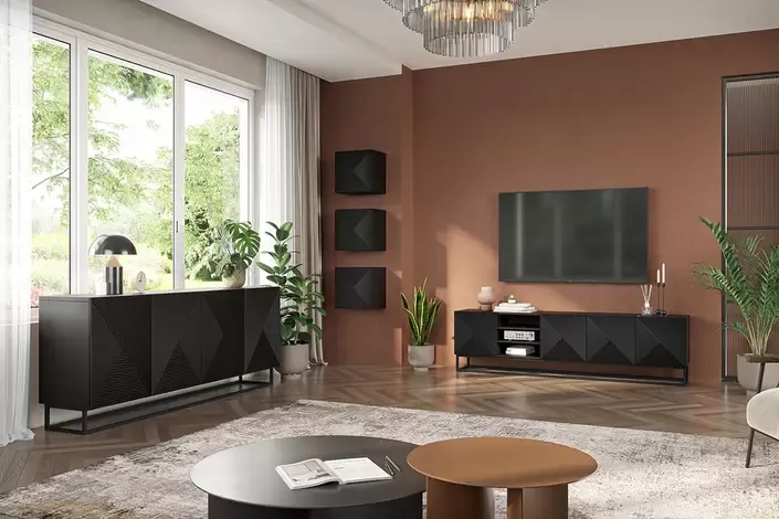 Szafka wisząca ASHA 40 1D - czarny mat - ryflowany front - B_57640