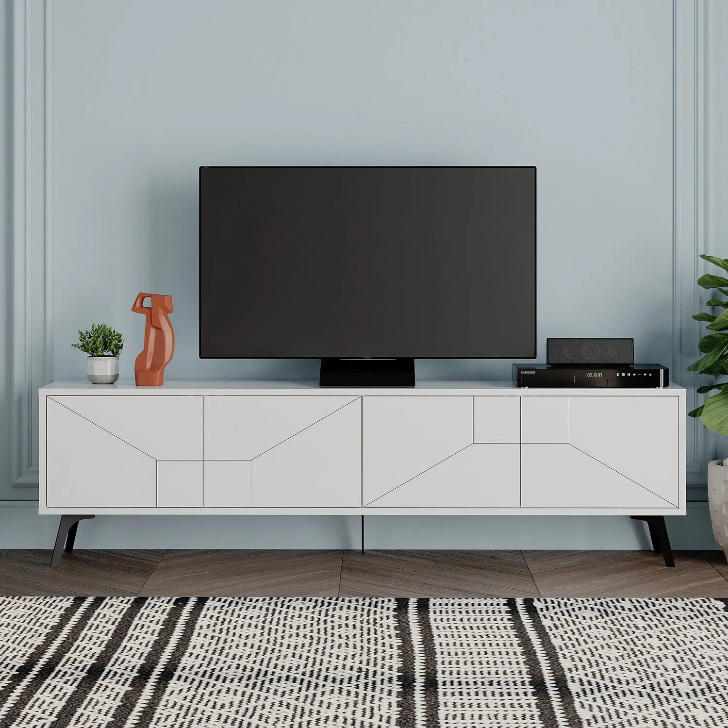 Szafka RTV 4-drzwiowa DUNE 180 cm biała