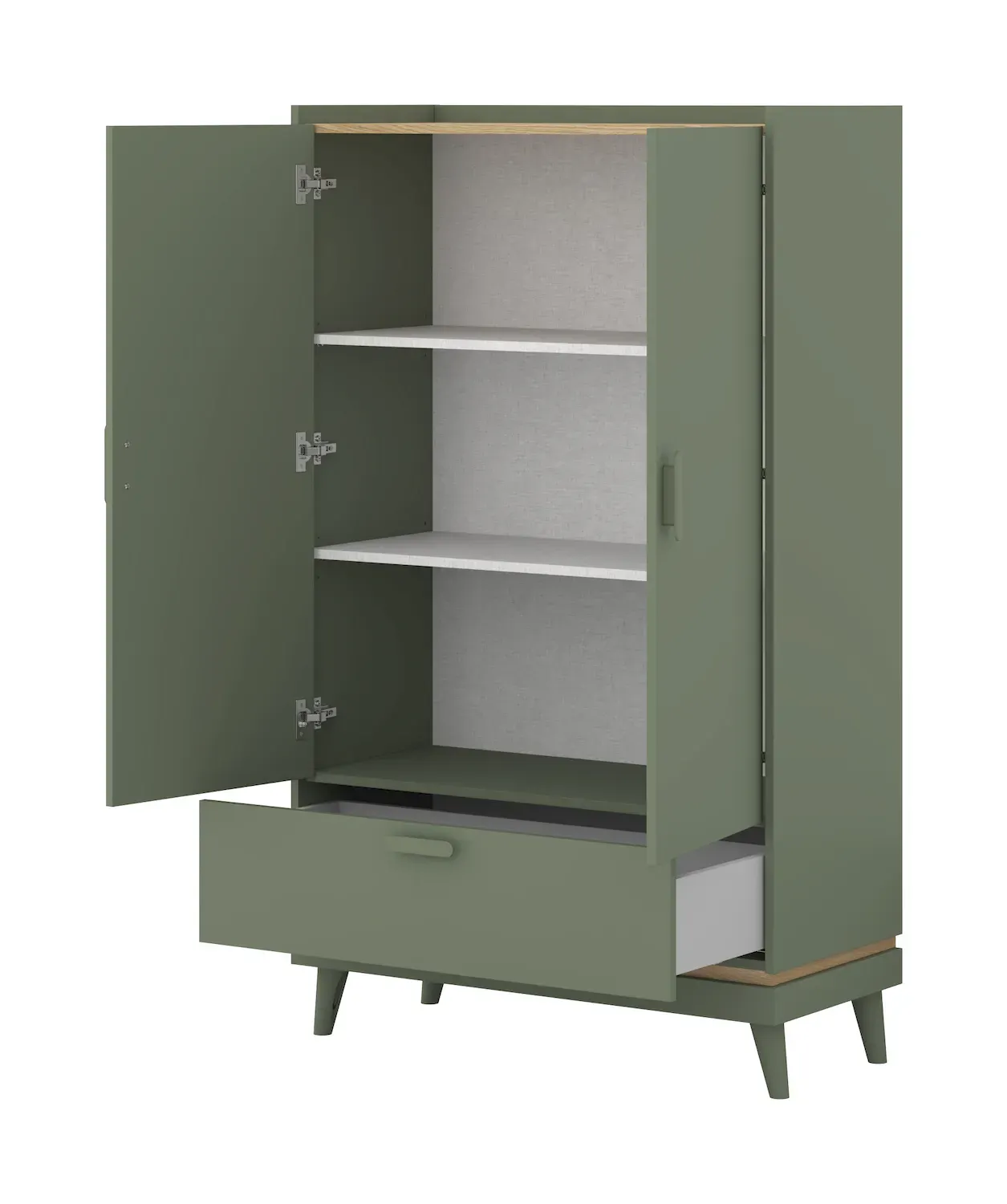 Bieliźniarka 2-drzwiowa z szufladą SCANDI 38 zielony-dąb olejowany - 24GDOH38