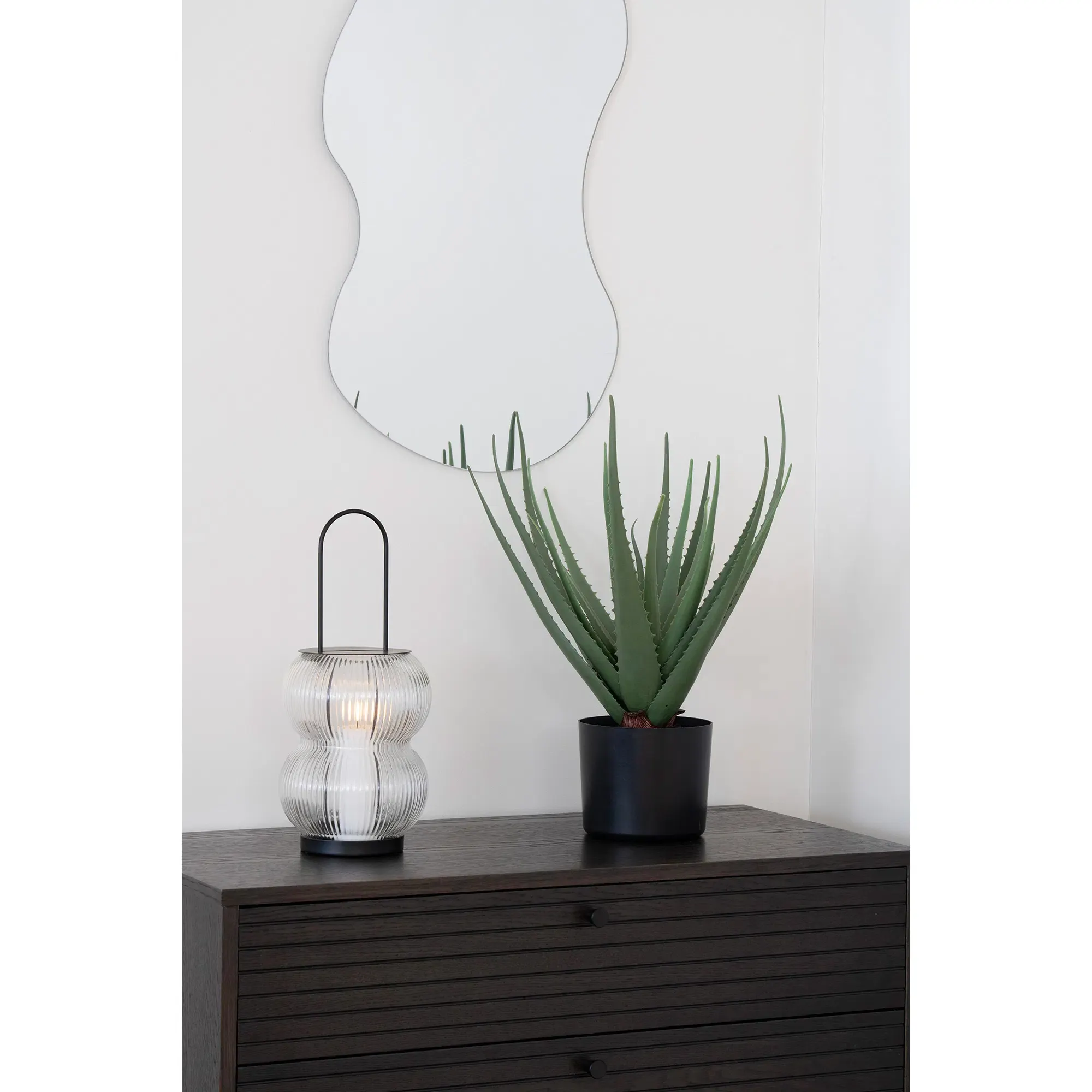 Latarnia LUCENA metal szkło szer.16 wys.36 cm czarny transparentny - 6407532