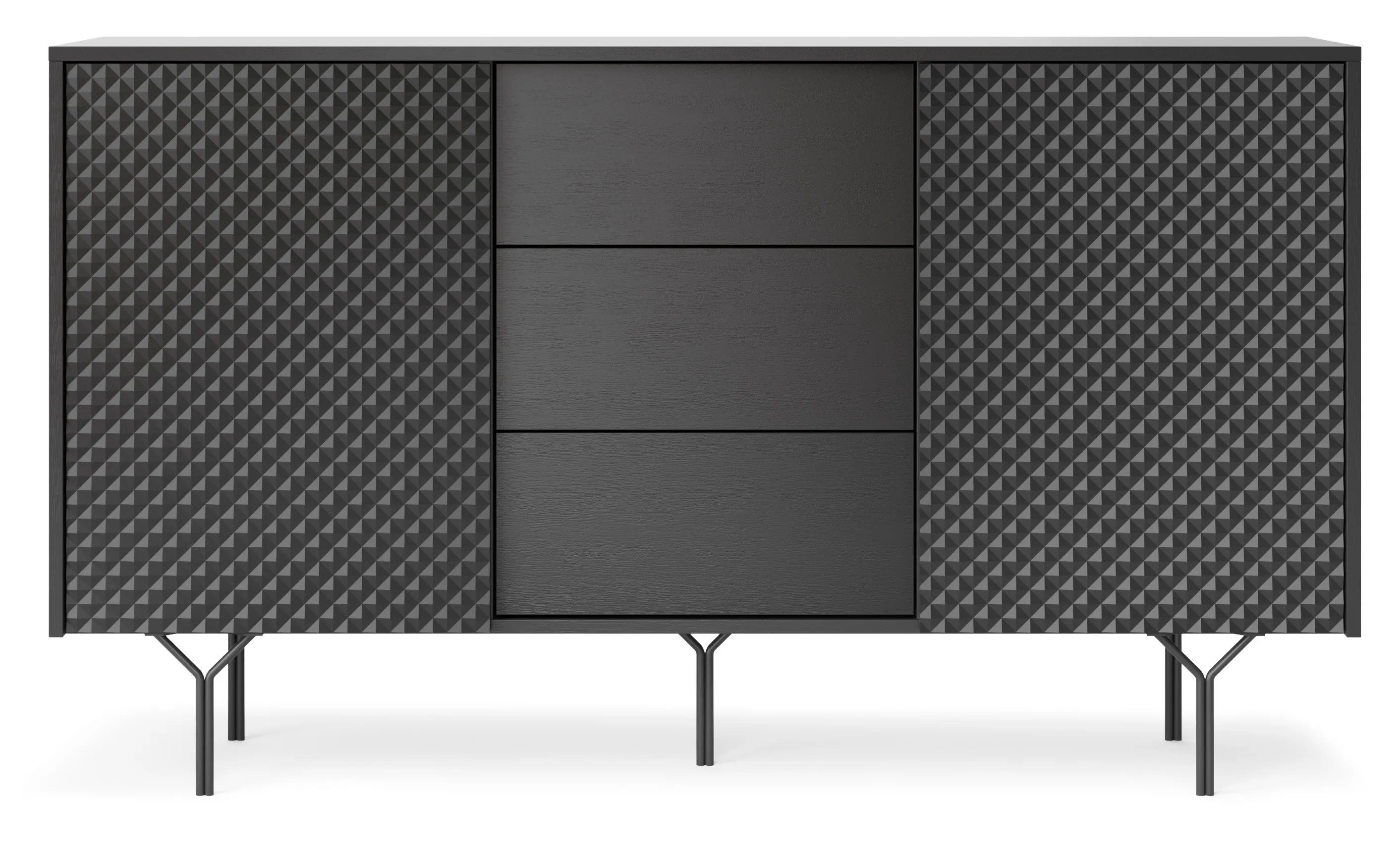 komoda 2-drzwiowa z 3 szufladami RAVEN Grafit, Czarny - RAVEN_KSZ1442D_GRFCZ