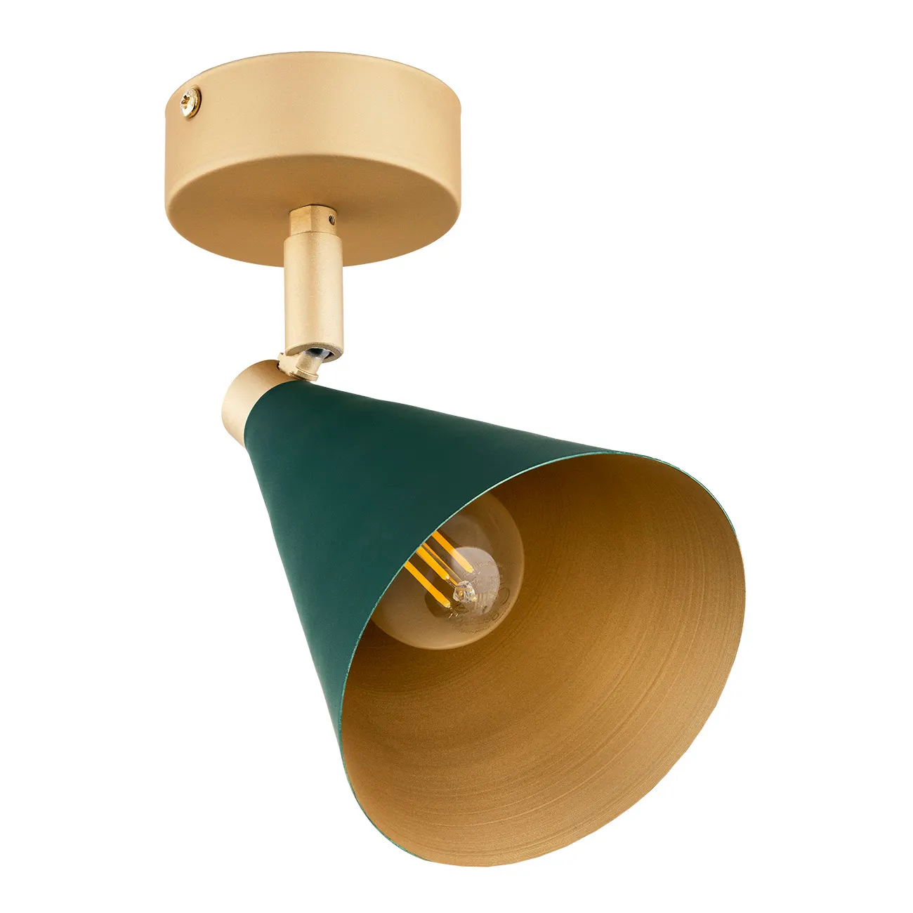 Kinkiet / Plafon LUCINDA metalowy złoty zielony regulowany 18x12cm - 8254