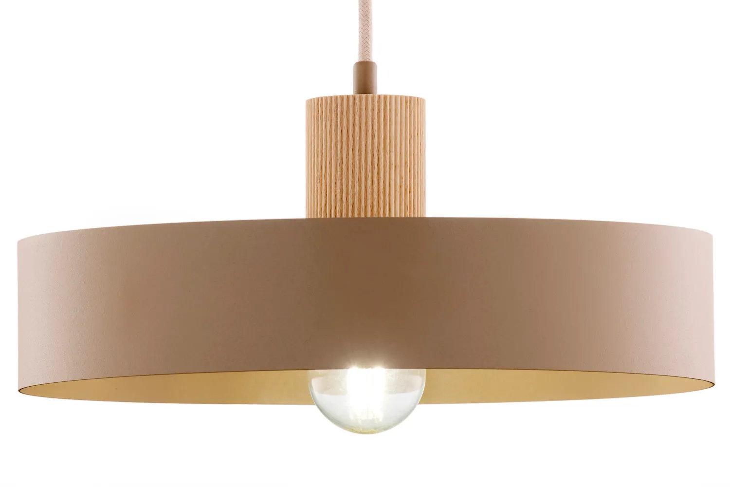 lampa wisząca, kielichowy żyrandol, metalowy klosz, bambusowy element, żyrandol