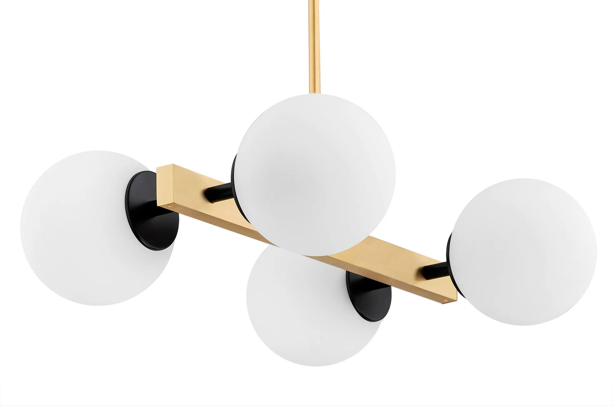 Żyrandol FREEMONT mosiądz z 4 okrągłymi białymi kloszami - 1767