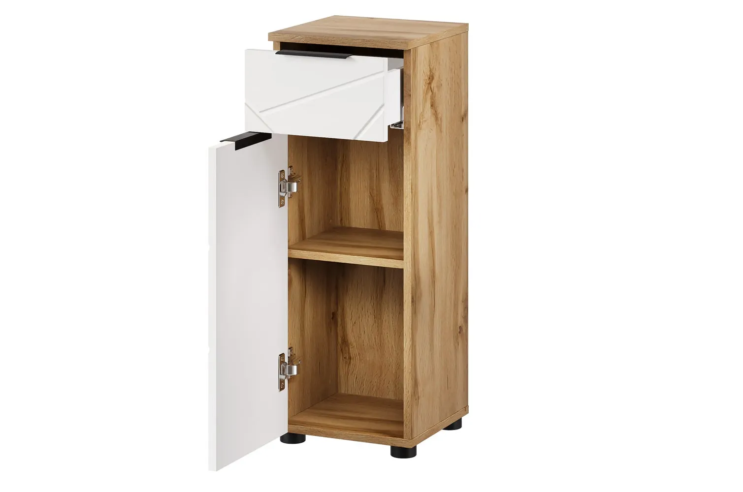 Szafka łazienkowa z szufladą MAZI L/P 81x30 dąb Wotan/biały mat - TH-100-1818