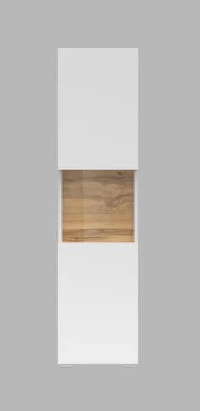 Witryna szklana AVA 05 stojąca/wisząca 140x36 biała dąb wotan - 249NLM05