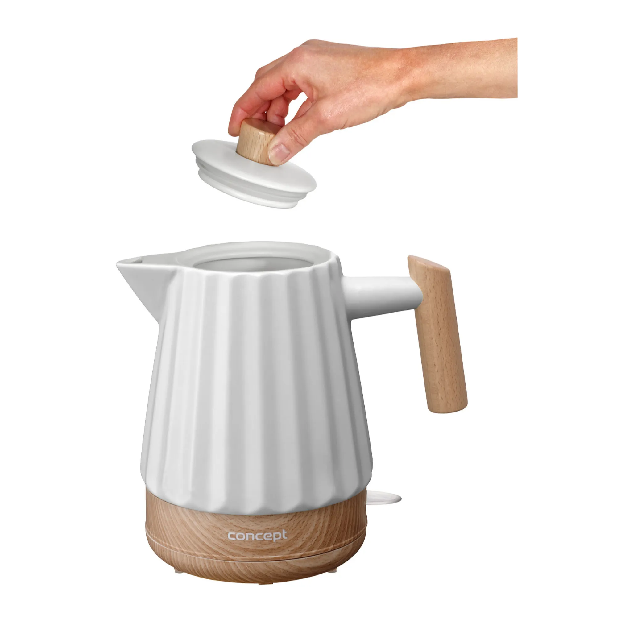 image czajnik, kuchenna czajnik, drewniana rączka, ceramiczny, biały