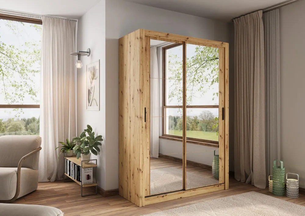 Szafa dwudrzwiowa z lustrem ARTI AR-18 150cm - dąb artisan - AR18DA